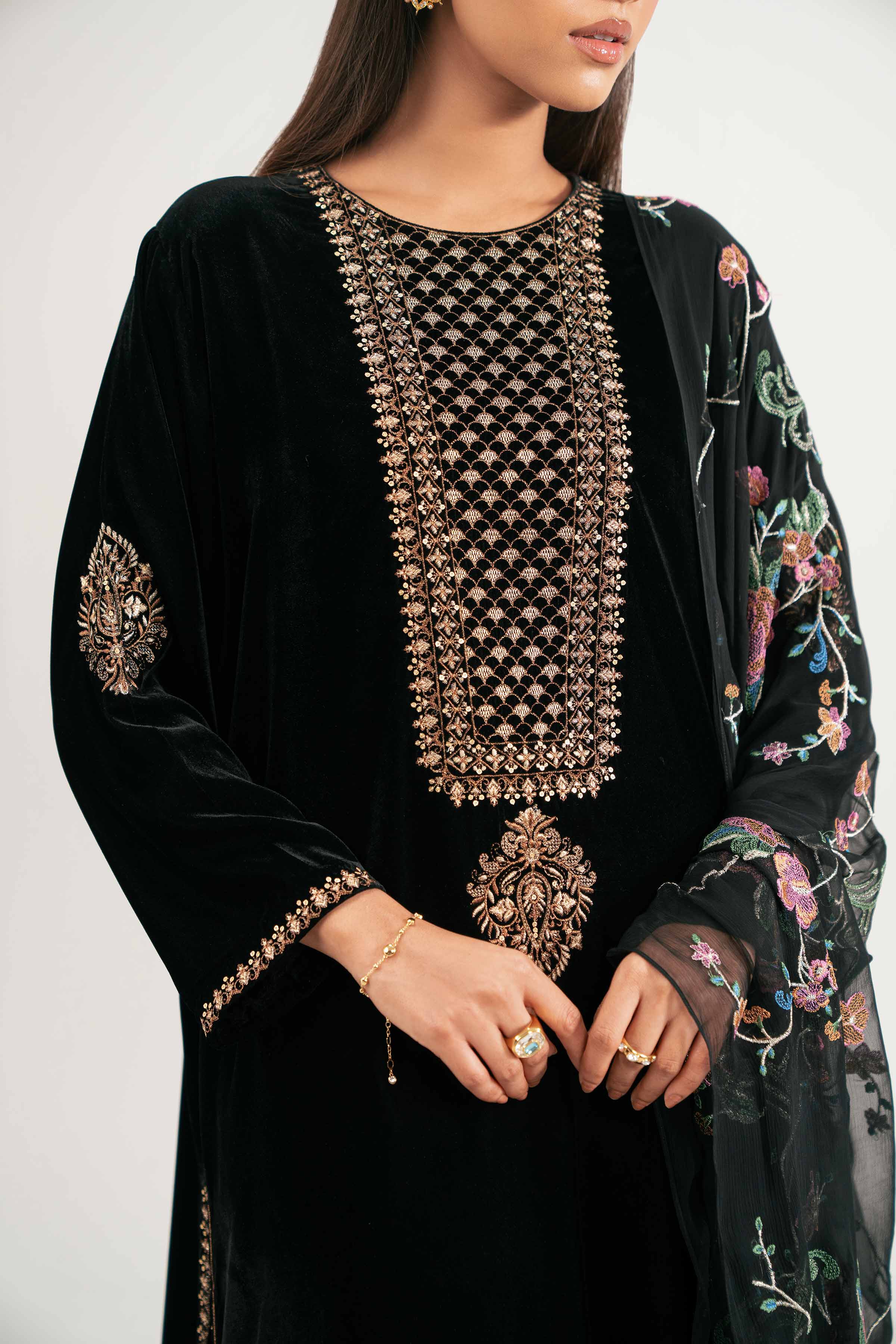 3 Piece - Printed Embroidered Suit - KFW25-22 - Image 7