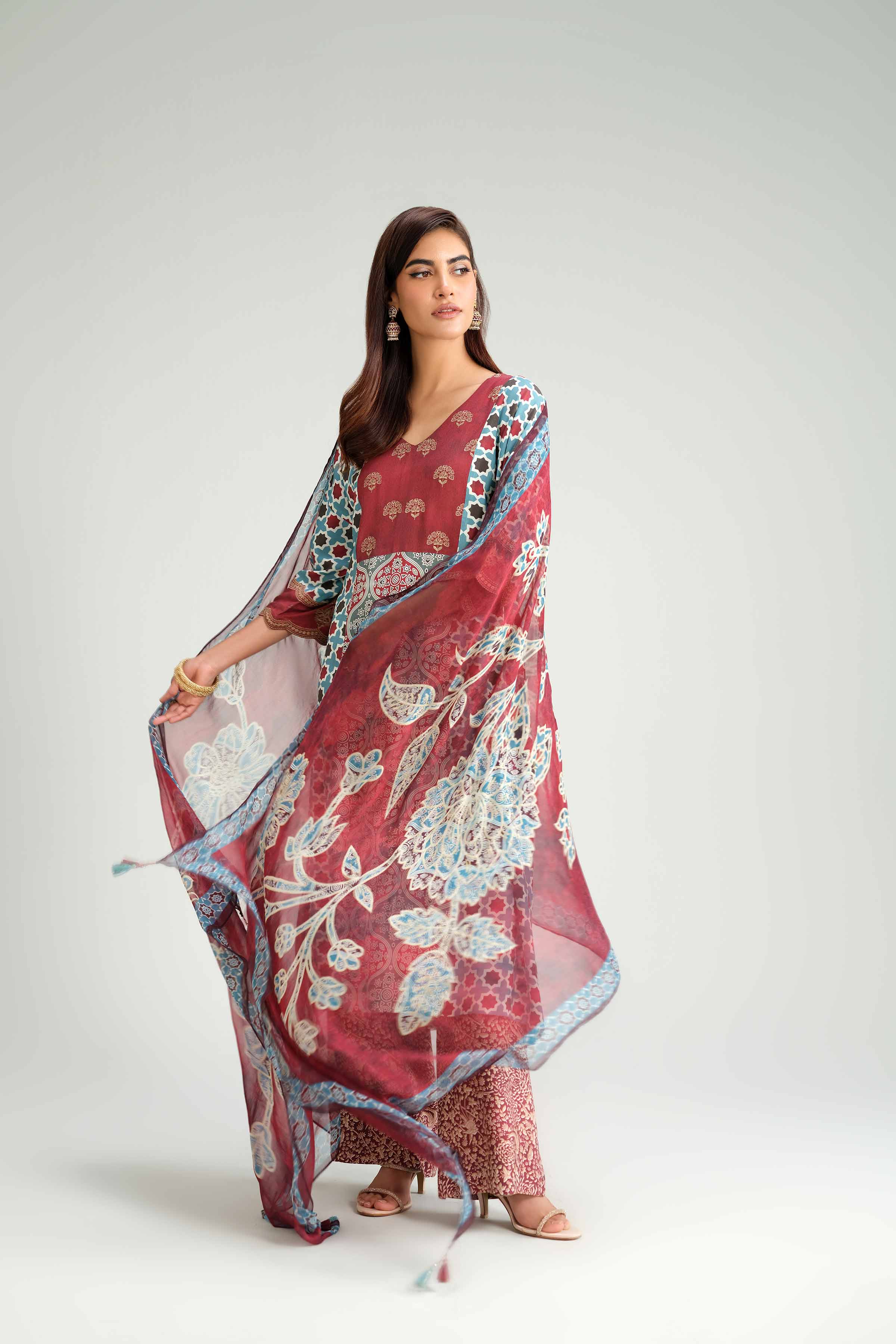 3 Piece - Printed Embroidered Suit - KFW25-80 - Image 5