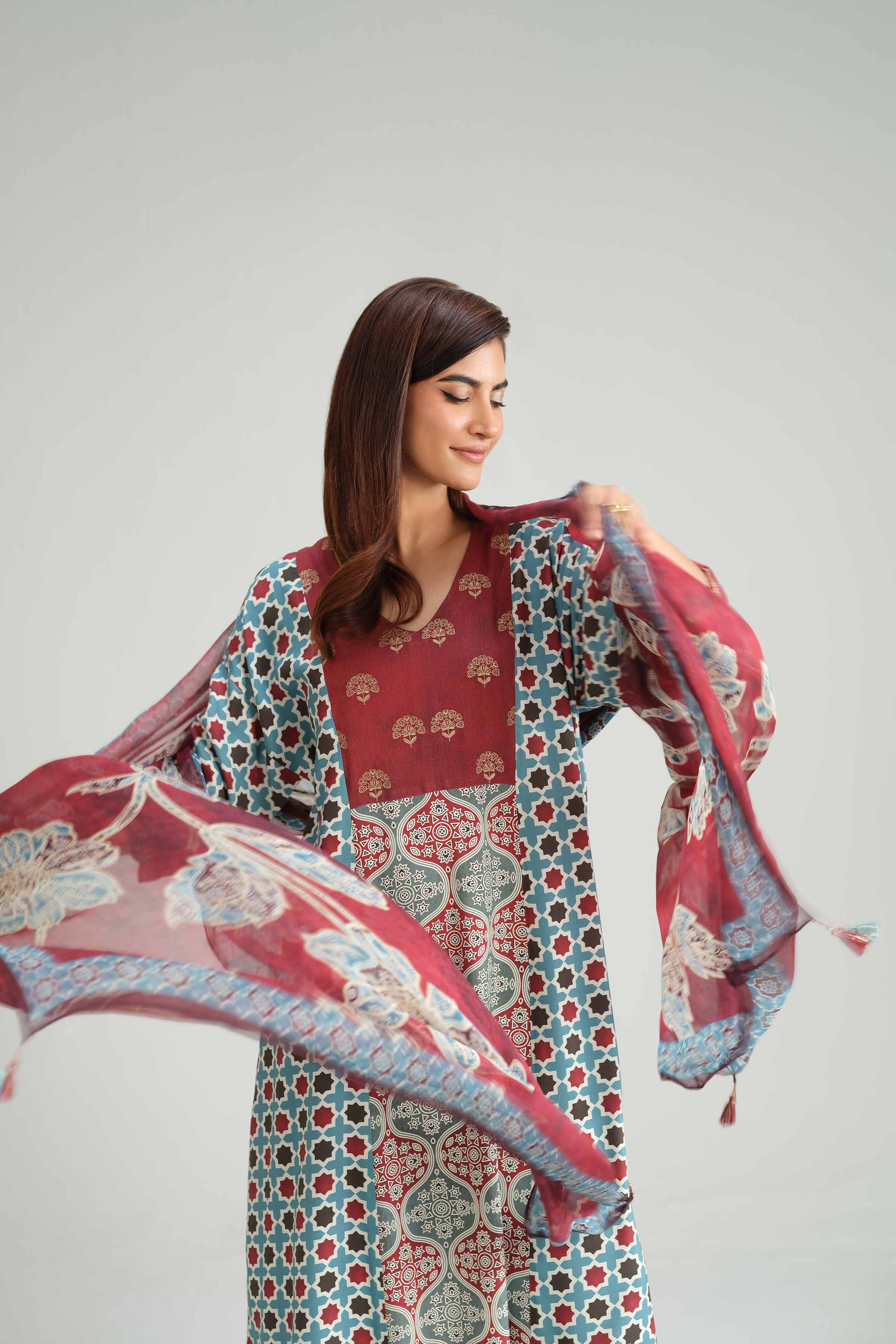 3 Piece - Printed Embroidered Suit - KFW25-80 - Image 6