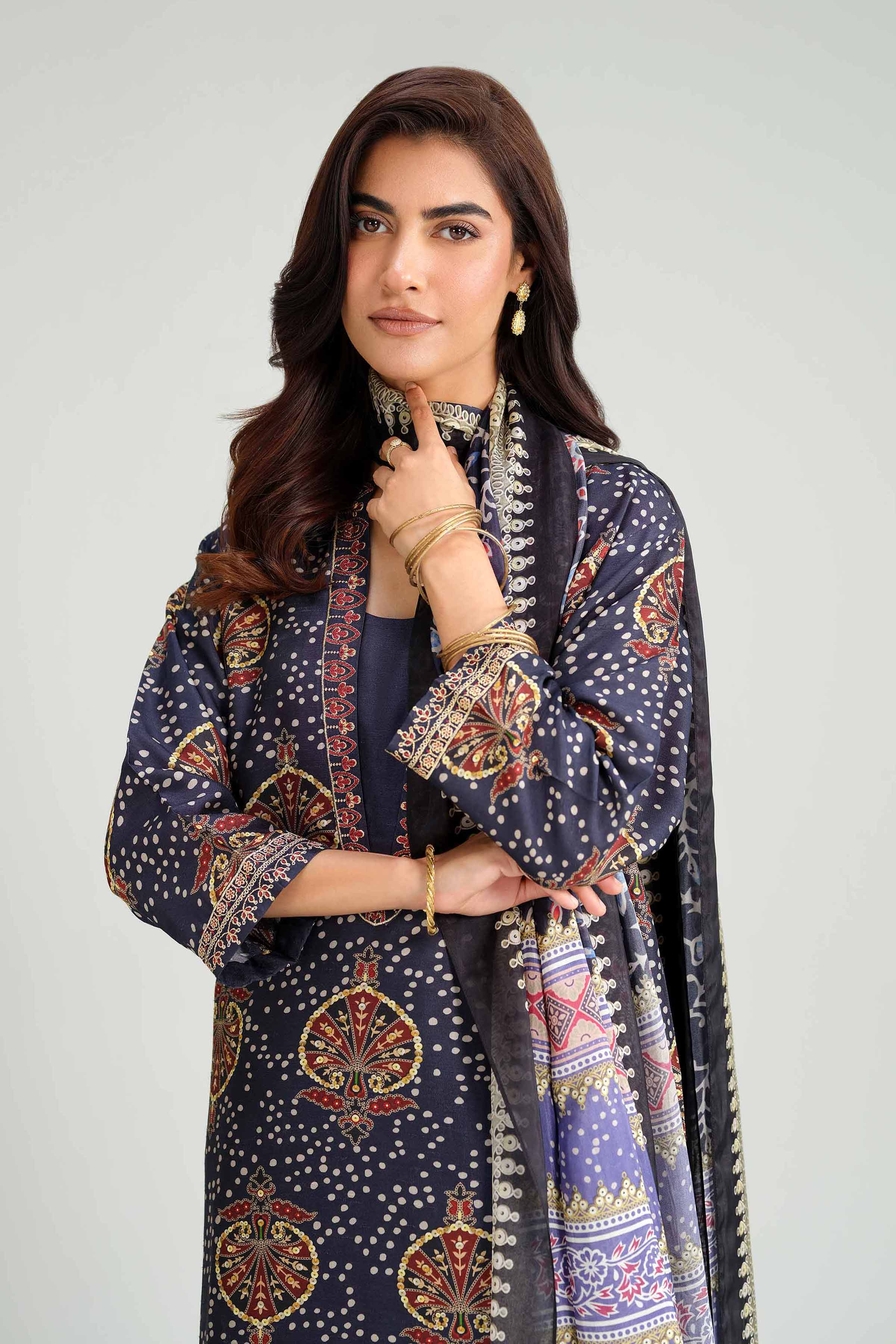 3 Piece - Printed Embroidered Suit - KFW25-81