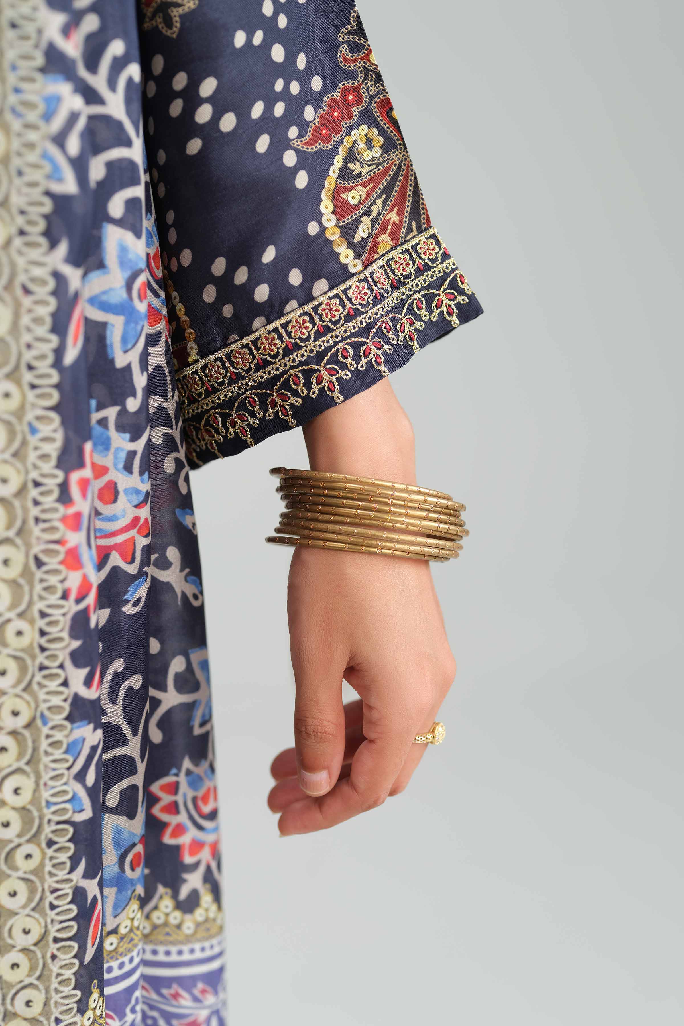3 Piece - Printed Embroidered Suit - KFW25-81 - Image 9