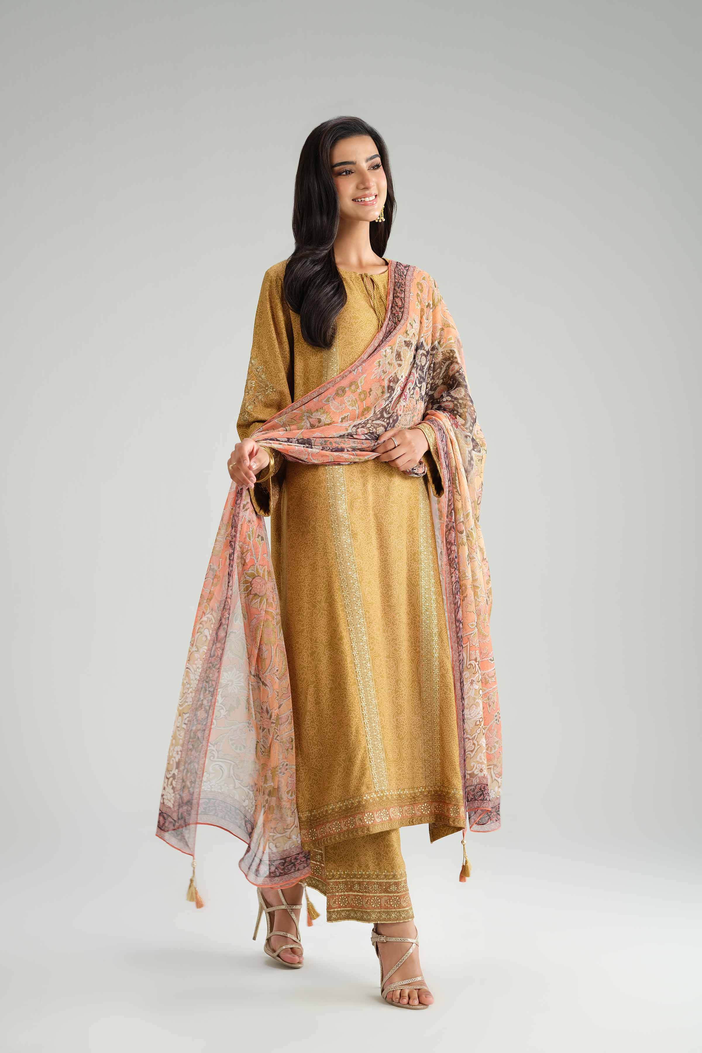 3 Piece - Printed Embroidered Suit - KFW25-82 - Image 4