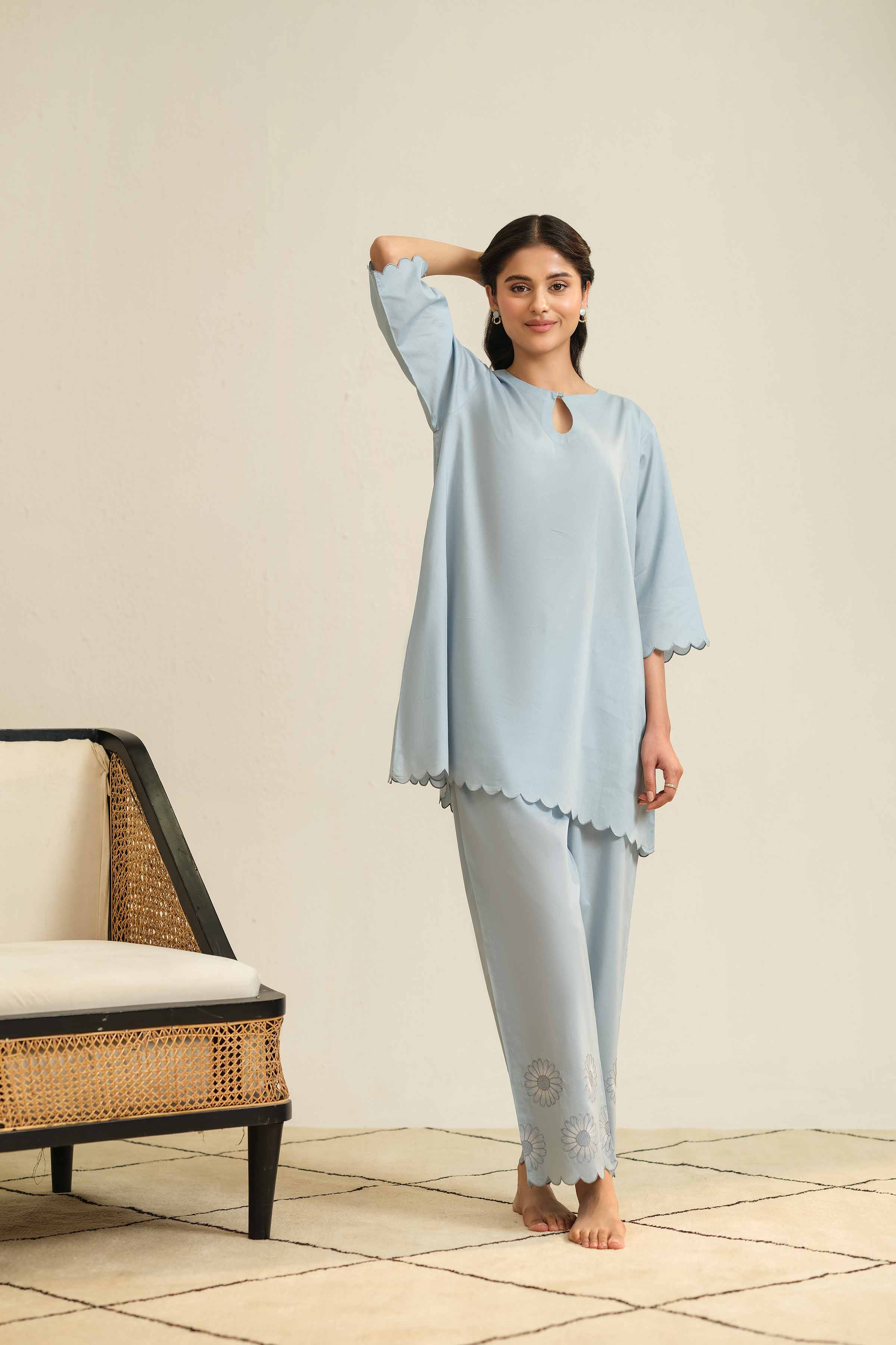 2 Piece - Embroidered Loungewear - KLS25-05 - Image 4