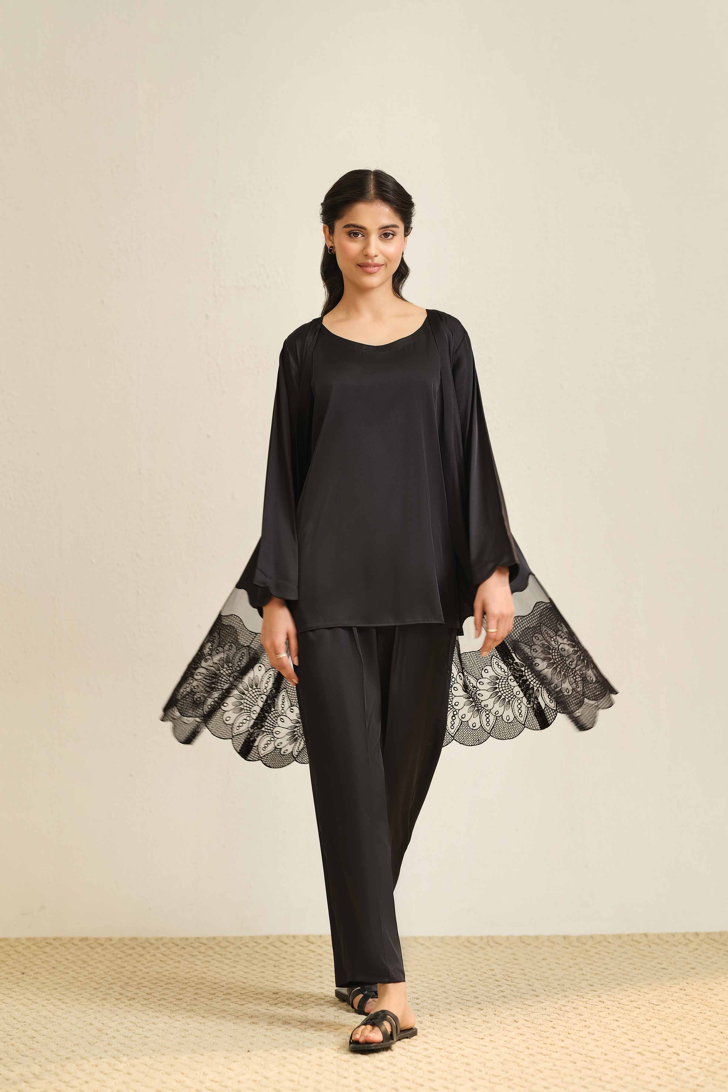 3 Piece - Embroidered Loungewear - KLS25-08 - Image 4