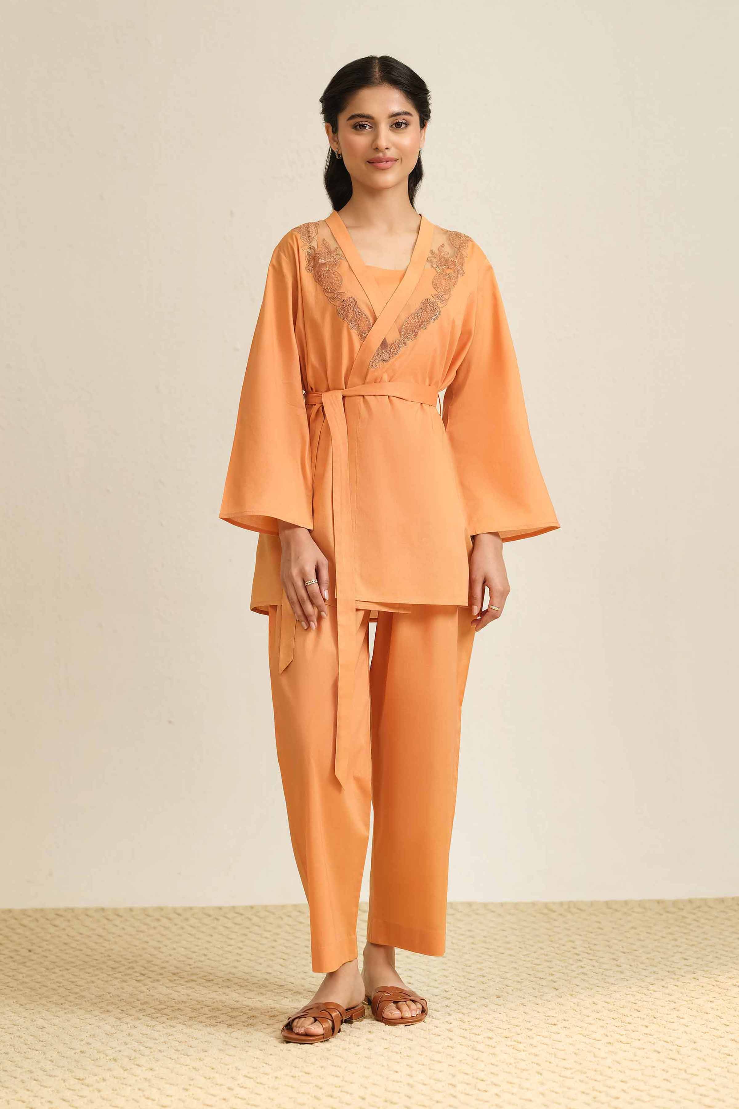3 Piece - Embroidered Loungewear - KLS25-10 - Image 2