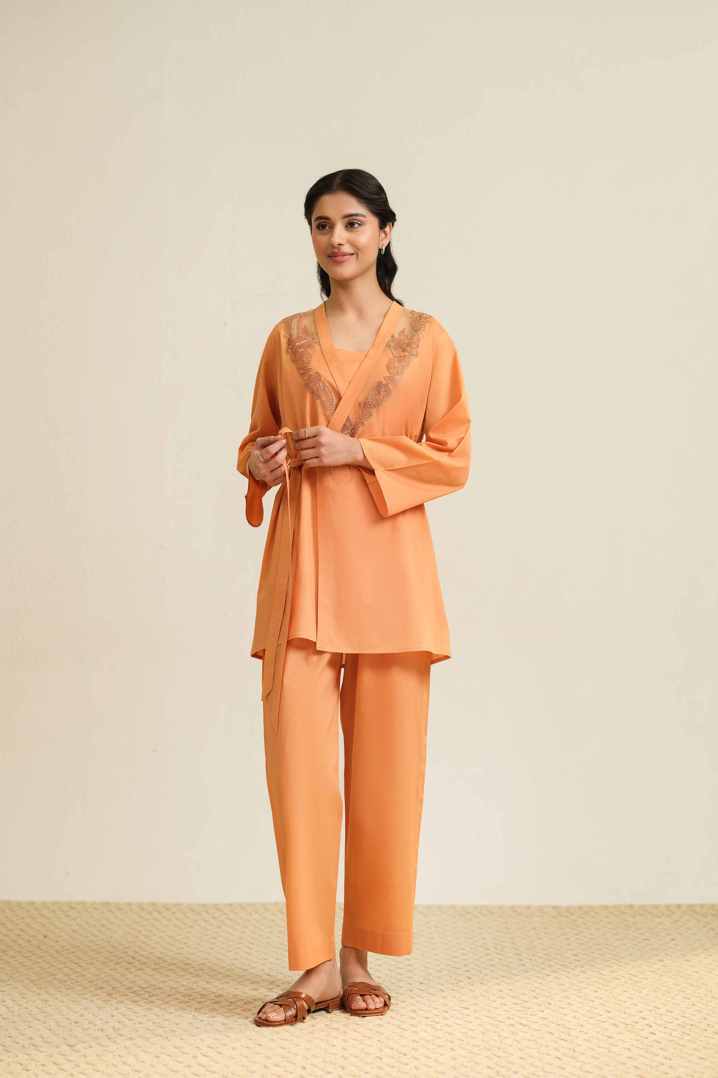 3 Piece - Embroidered Loungewear - KLS25-10 - Image 4
