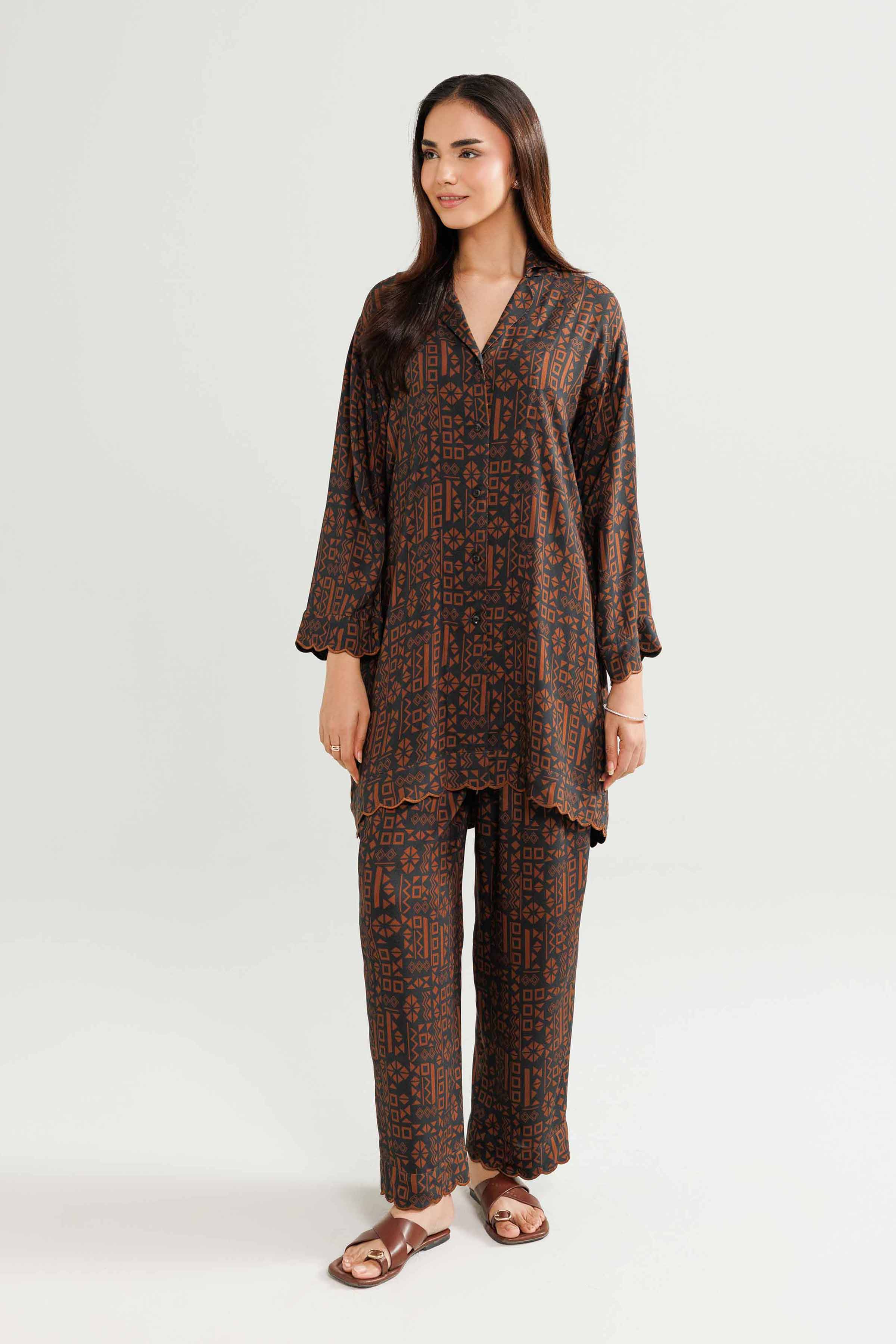 2 Piece - Printed Embroidered Suit - KLW25-11