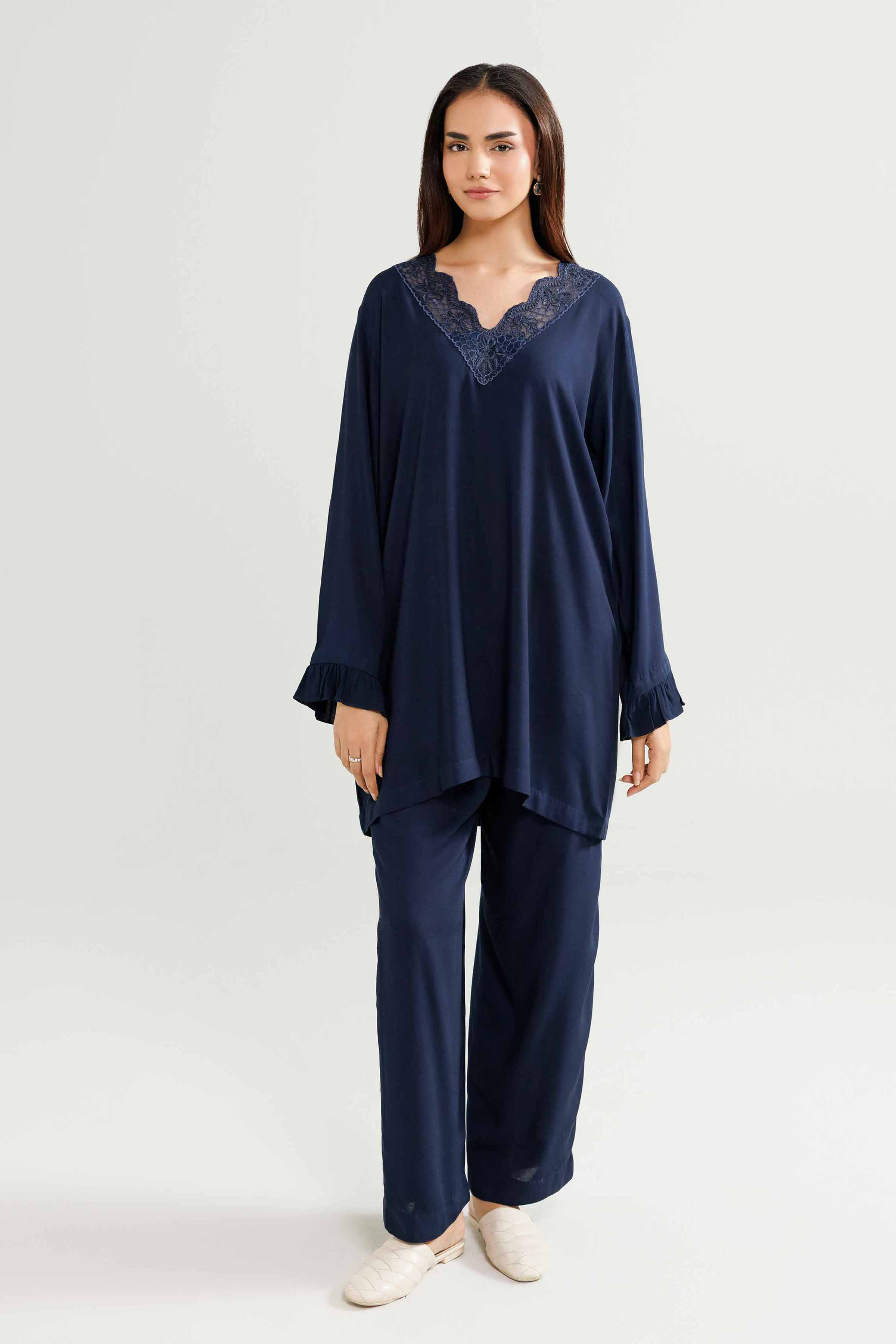 2 Piece - Embroidered Loungewear - KLW25-13 - Image 5