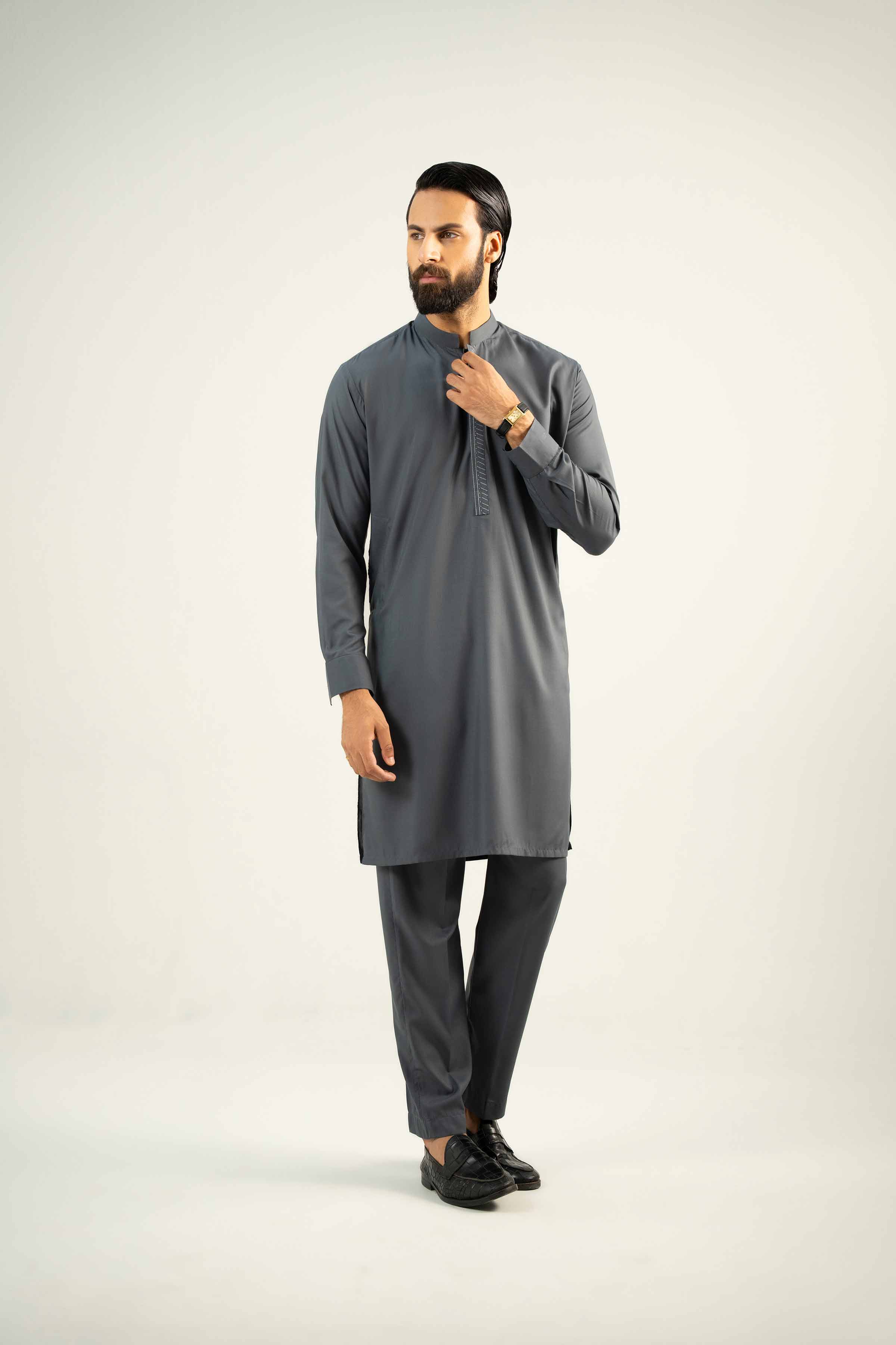 2 Piece - Embroidered Suit - NMST-SM25-5 - Image 4