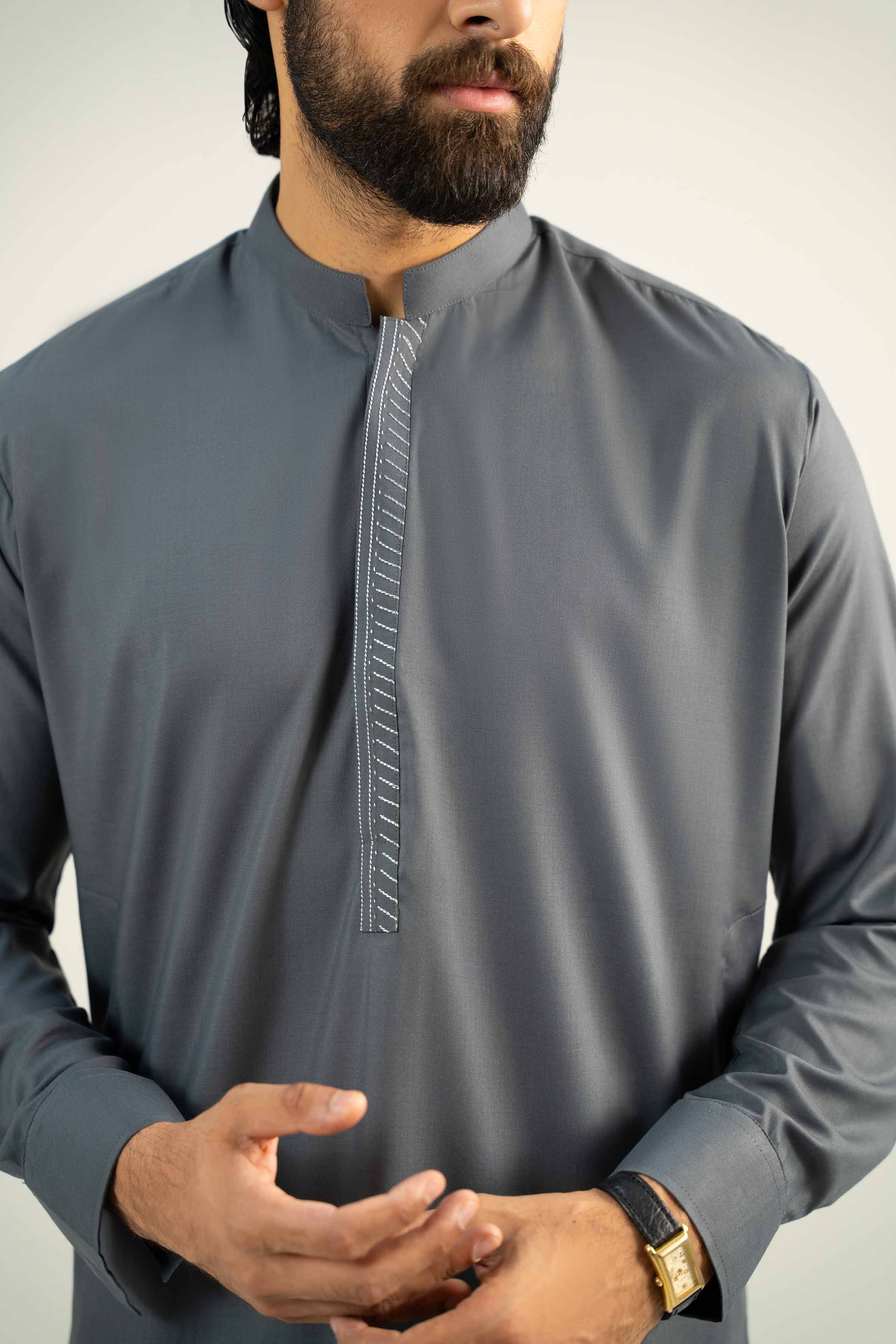 2 Piece - Embroidered Suit - NMST-SM25-5 - Image 5