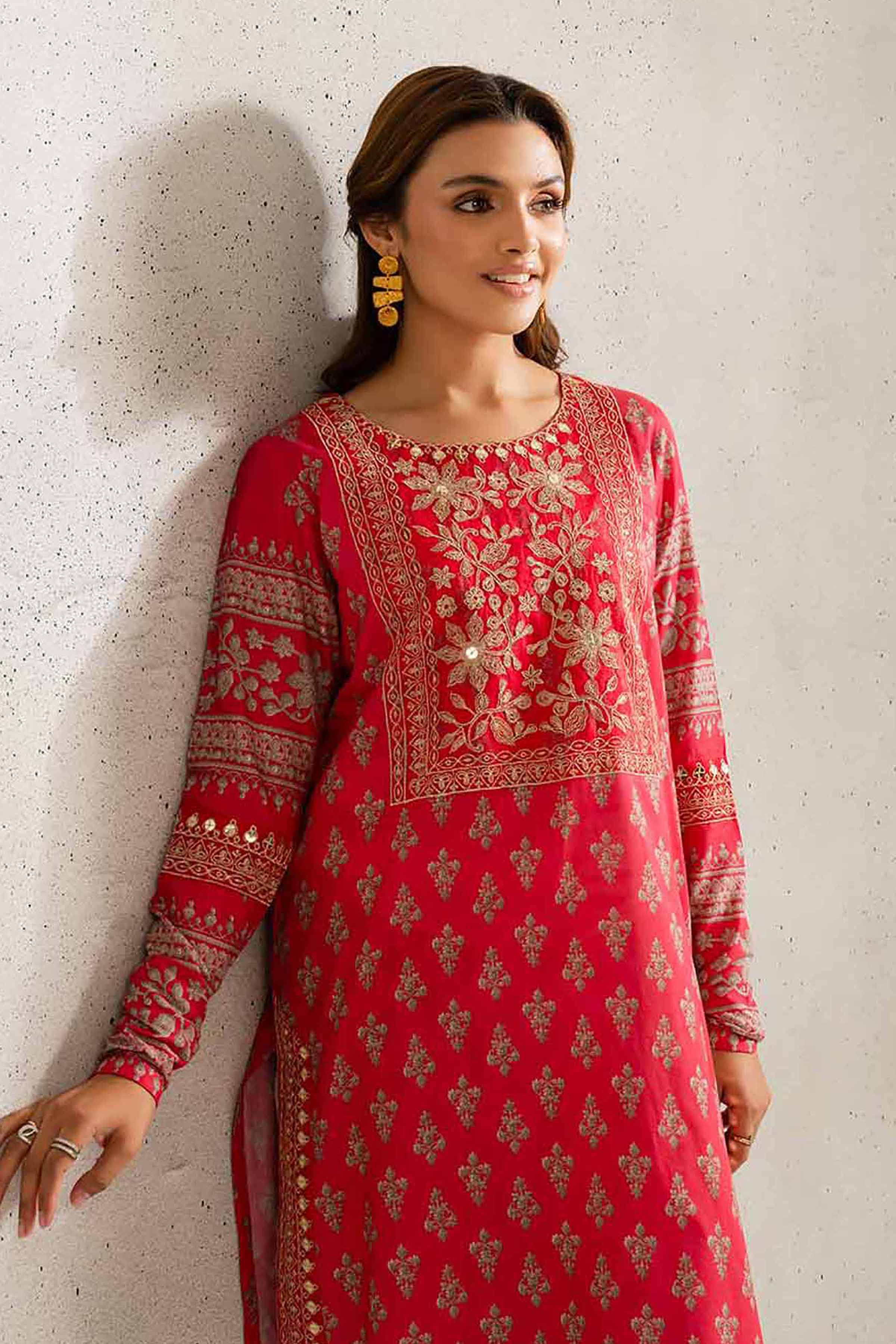 2 Piece - Printed Embroidered Suit - PE25-124 - Image 2