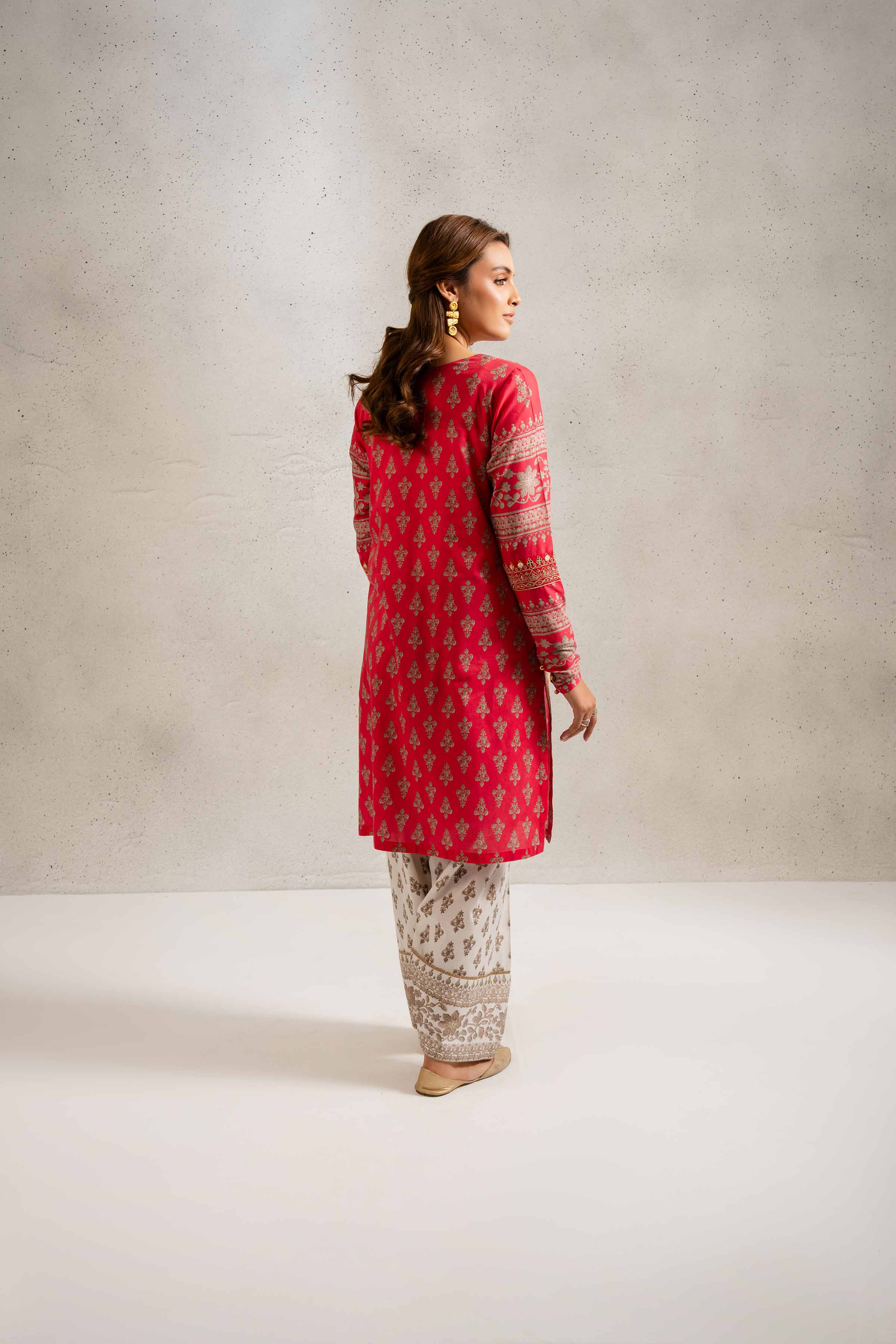 2 Piece - Printed Embroidered Suit - PE25-124 - Image 3
