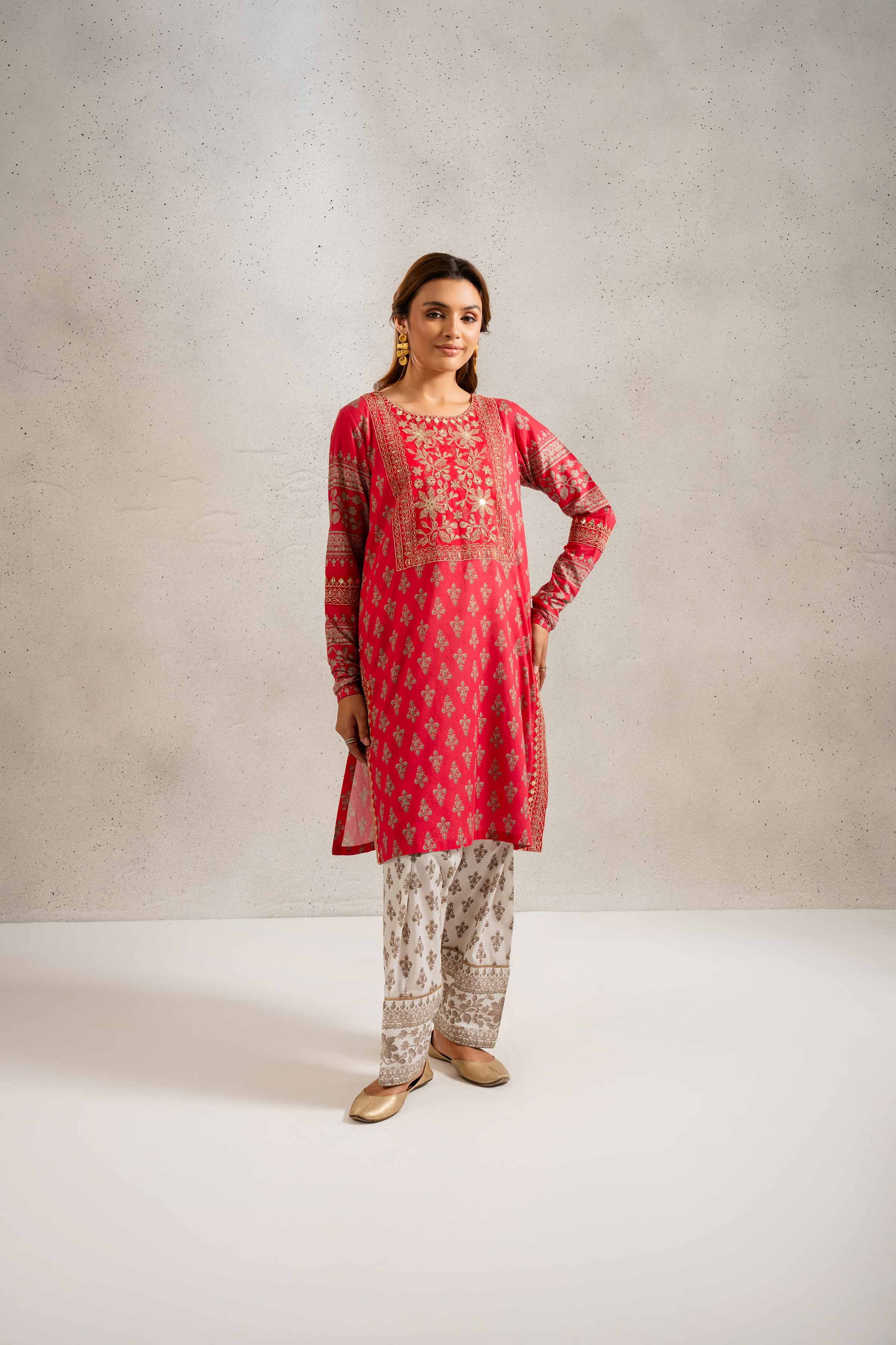 2 Piece - Printed Embroidered Suit - PE25-124 - Image 5