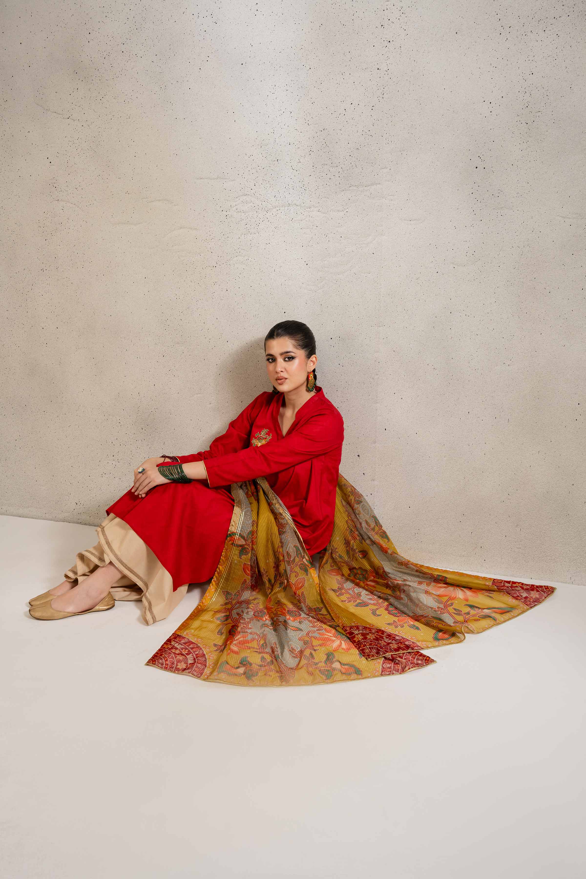 2 Piece - Printed Embroidered Suit - PE25-126 - Image 7
