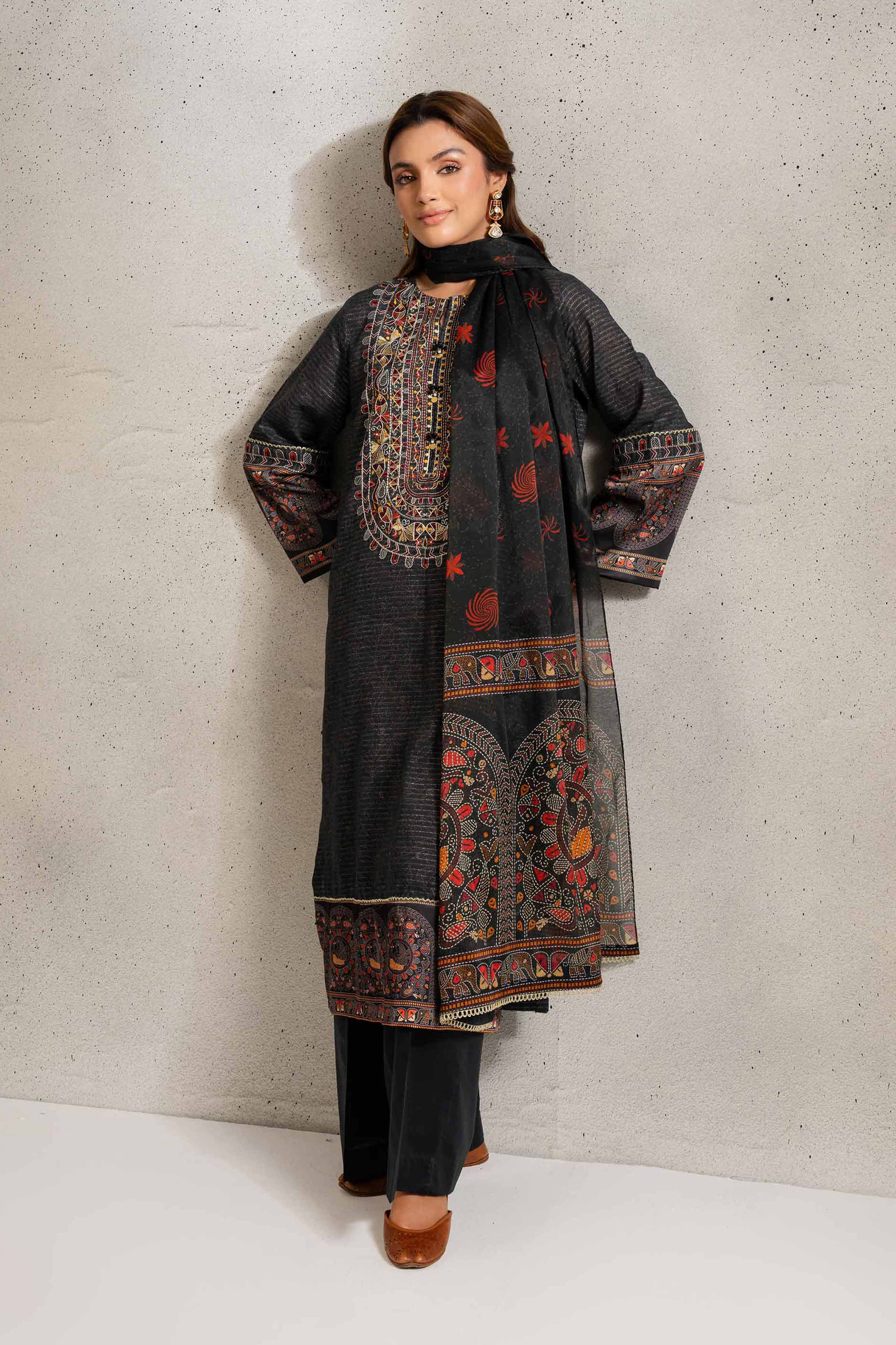 3 Piece - Printed Embroidered Suit - PE25-129 - Image 2