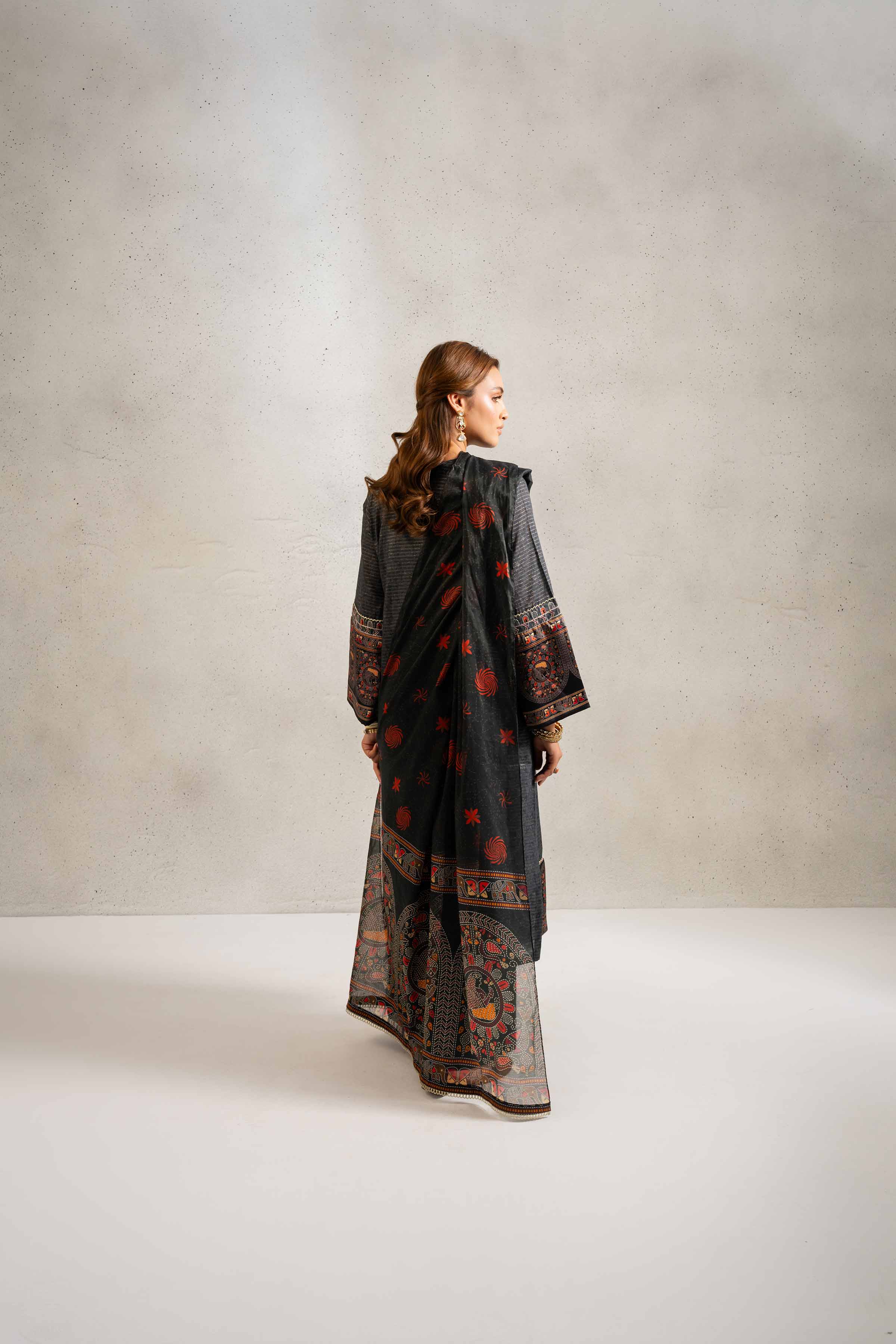 3 Piece - Printed Embroidered Suit - PE25-129 - Image 3