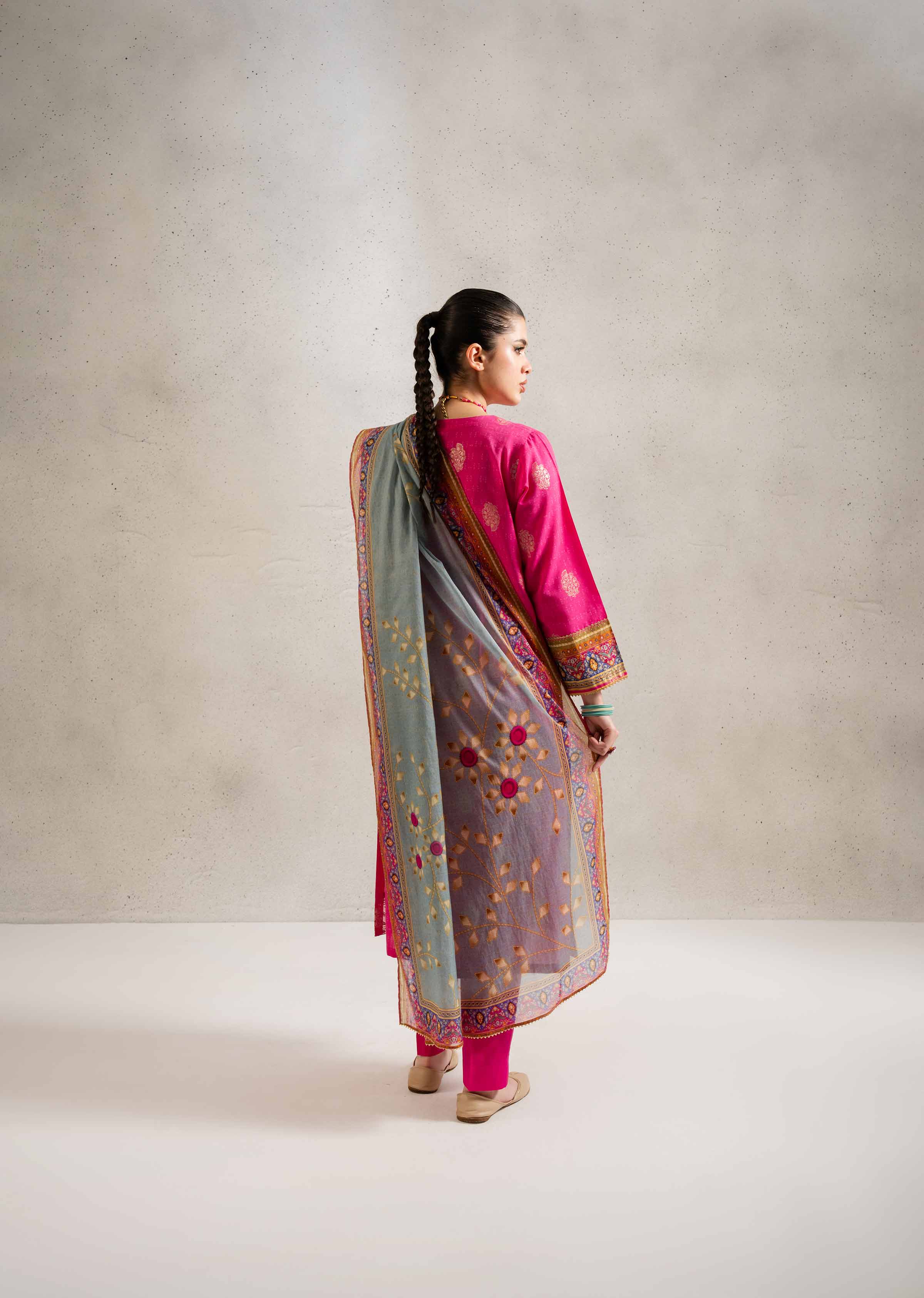 3 Piece - Printed Embroidered Suit - PE25-131 - Image 3