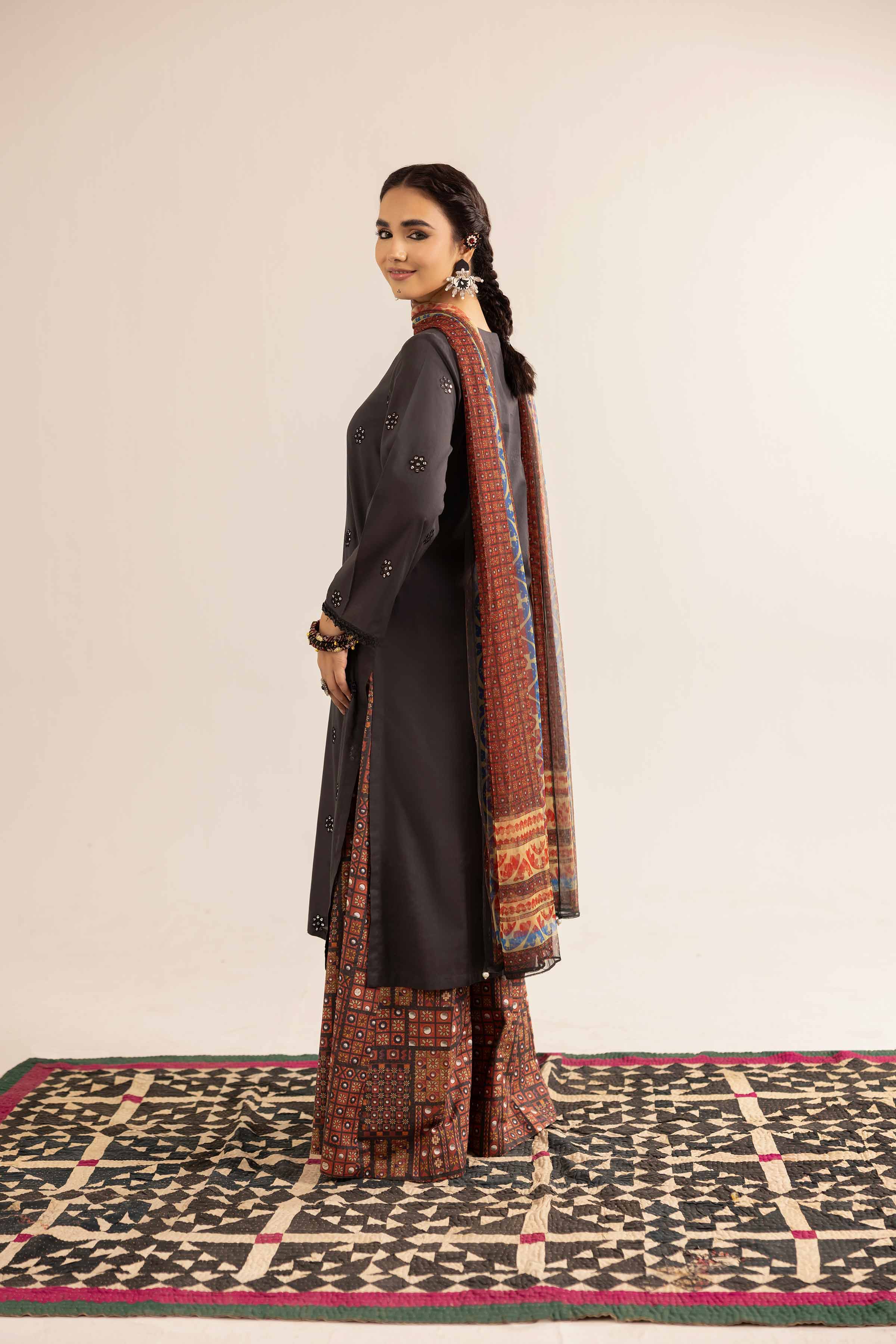 3 Piece - Printed Embroidered Suit - PE25-159 - Image 3