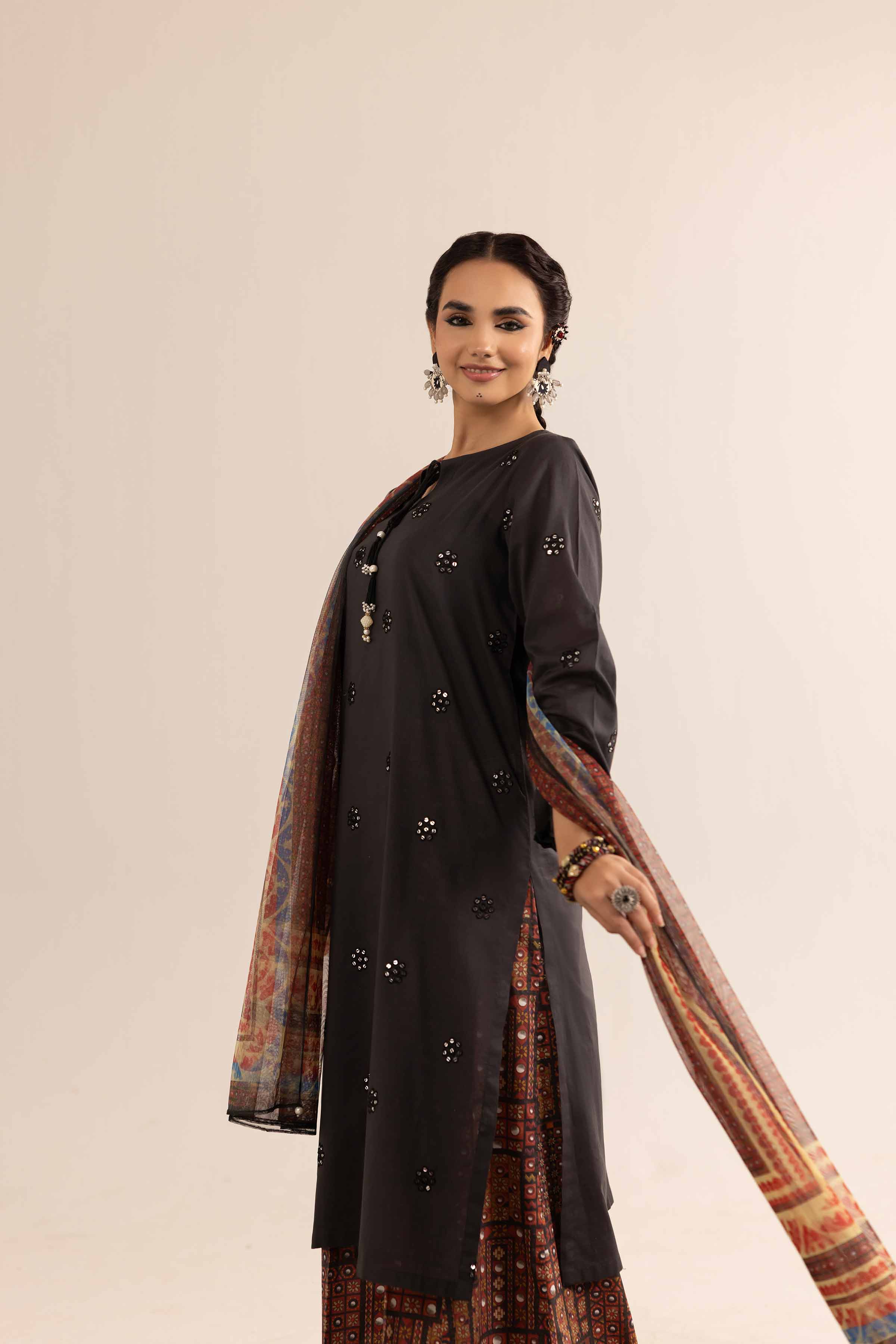 3 Piece - Printed Embroidered Suit - PE25-159 - Image 5