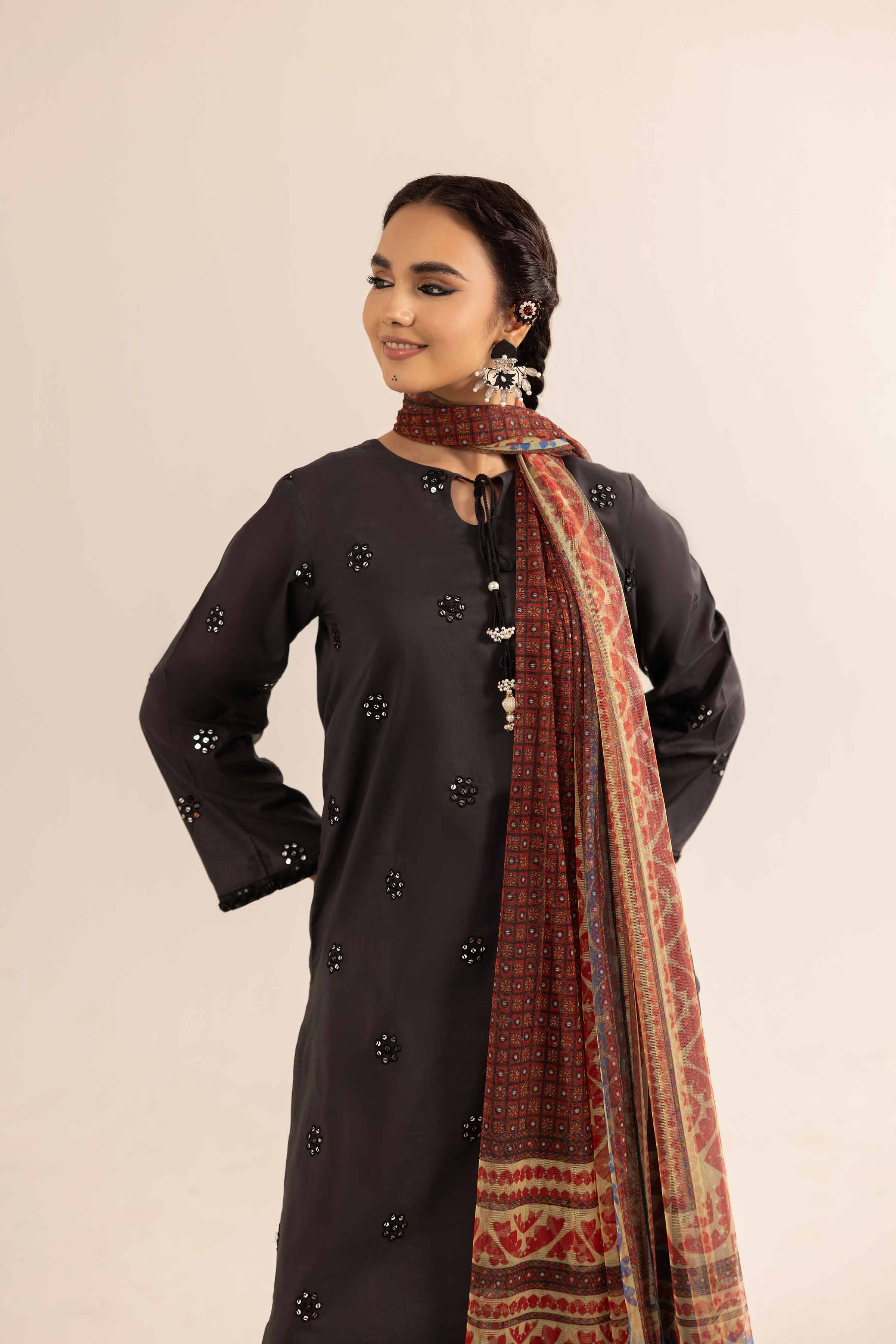 3 Piece - Printed Embroidered Suit - PE25-159 - Image 6
