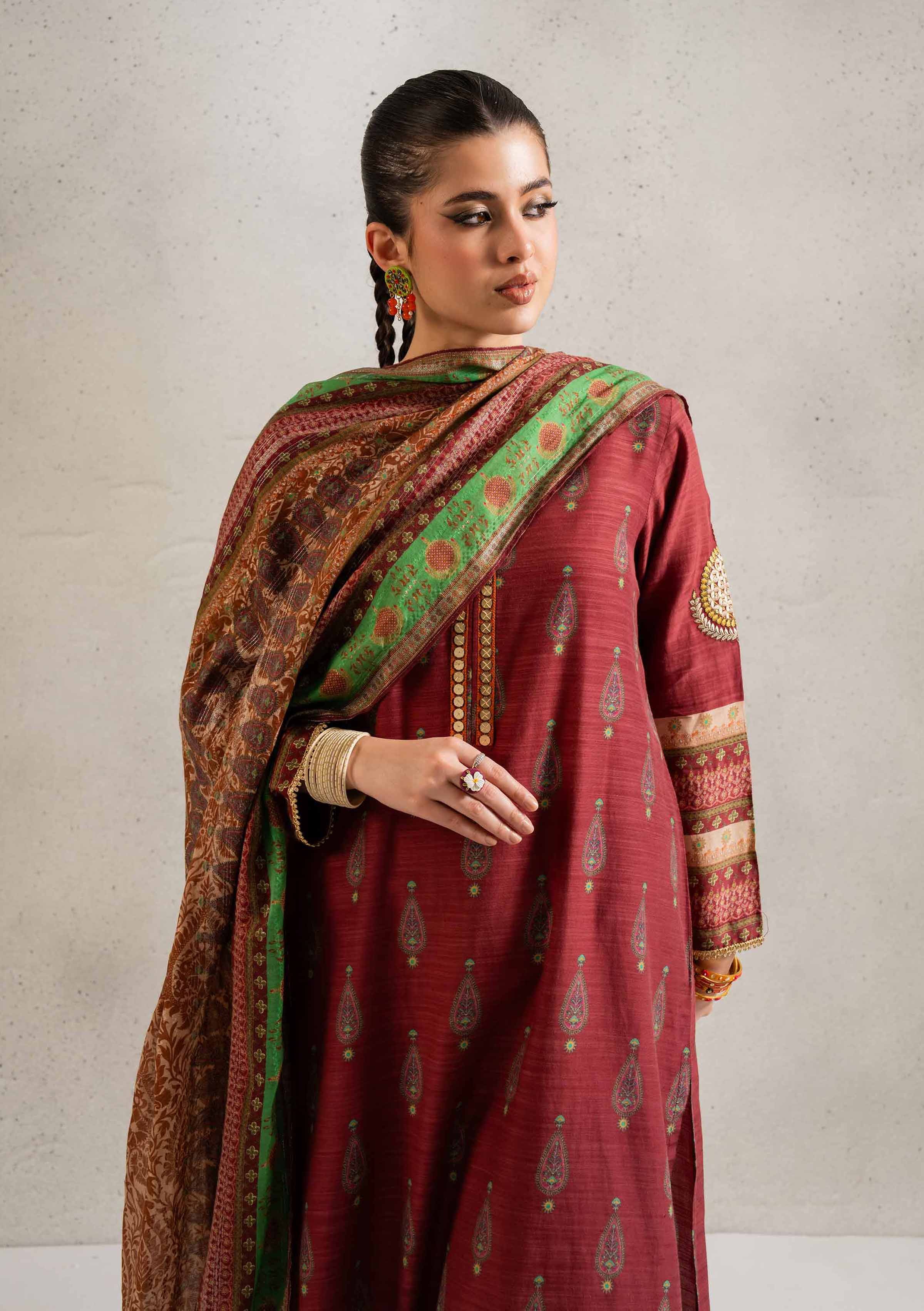 2 Piece - Printed Embroidered Suit - PE25-162 - Image 2