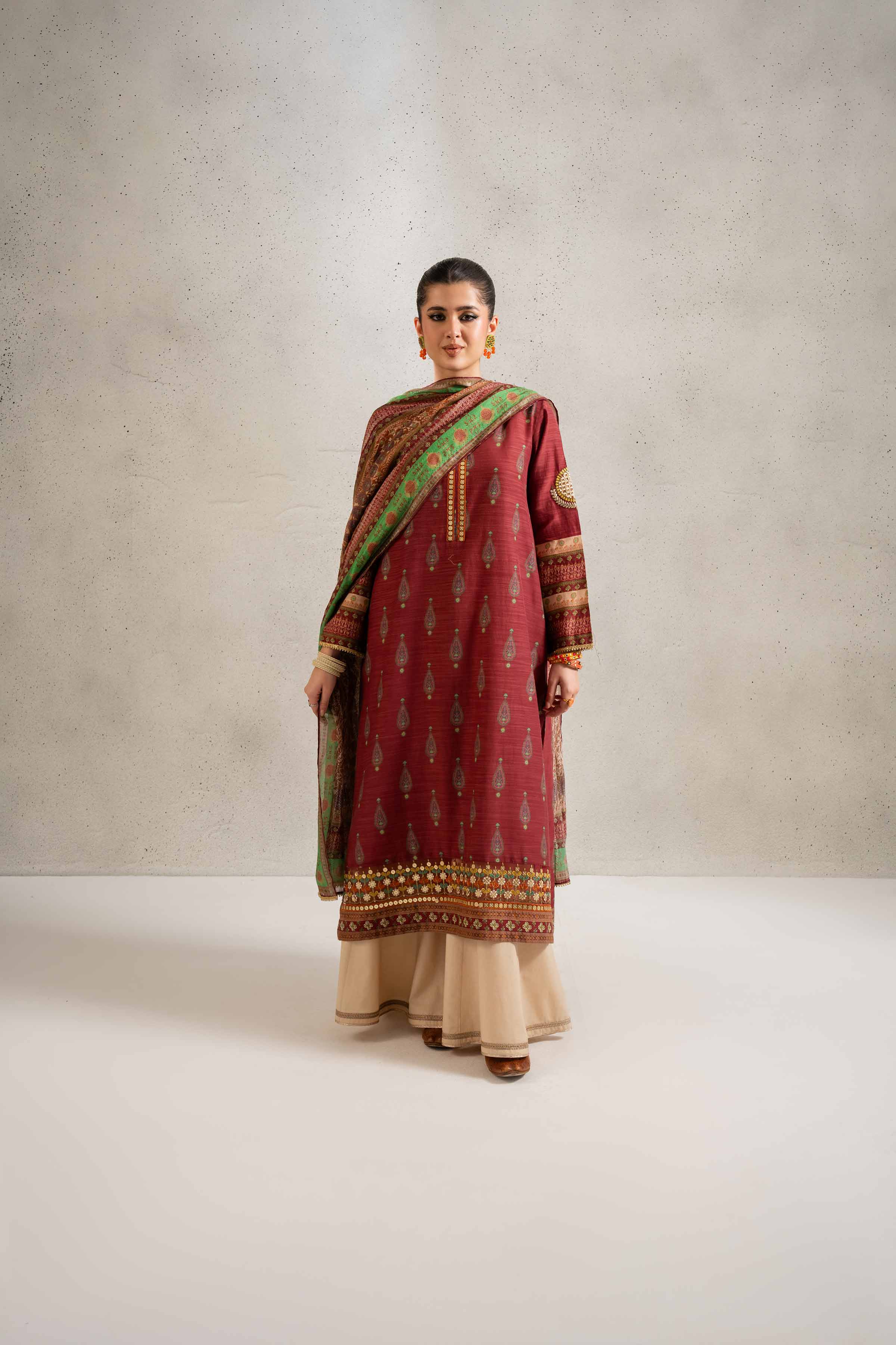 2 Piece - Printed Embroidered Suit - PE25-162 - Image 4