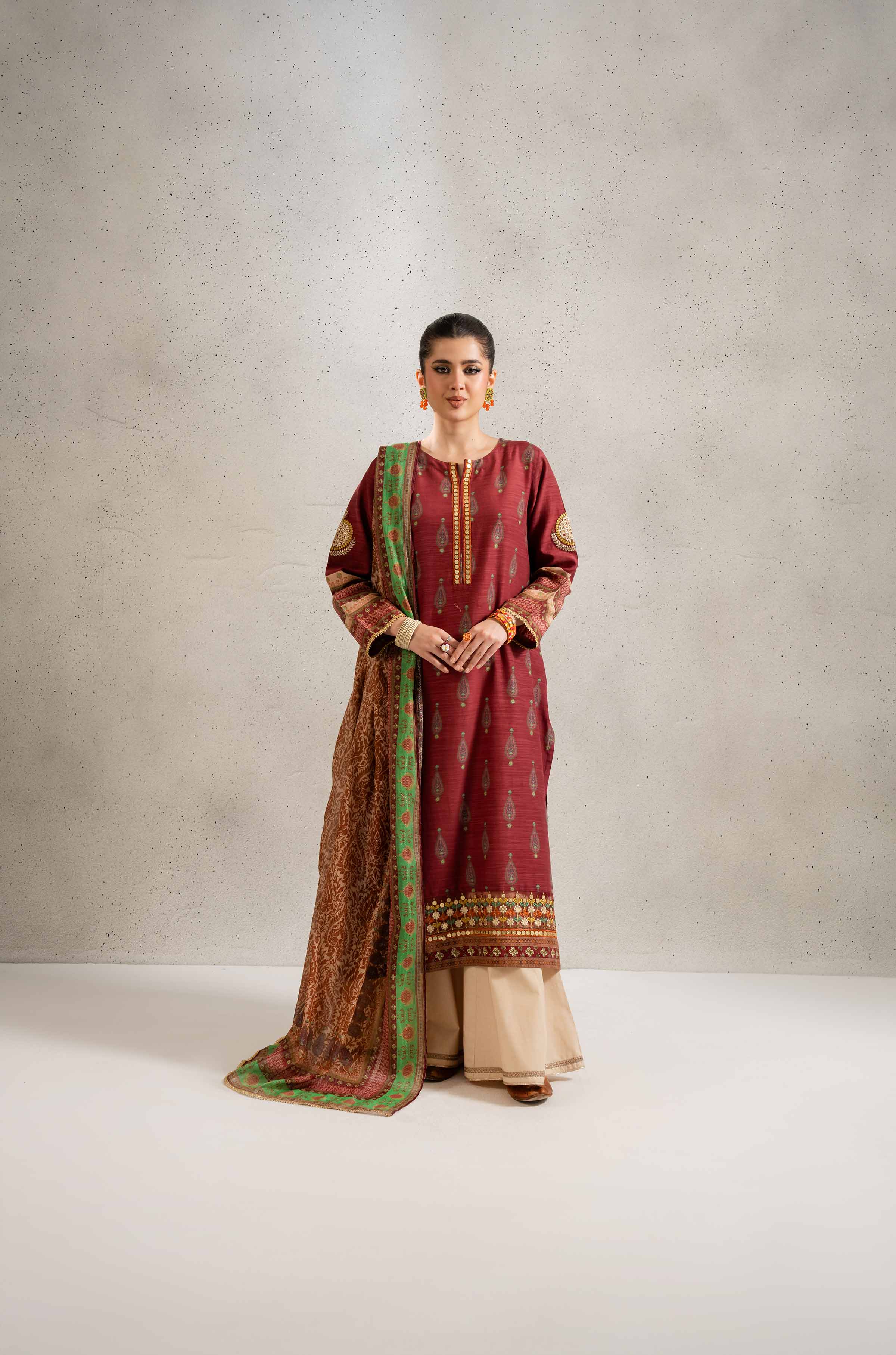 2 Piece - Printed Embroidered Suit - PE25-162 - Image 5