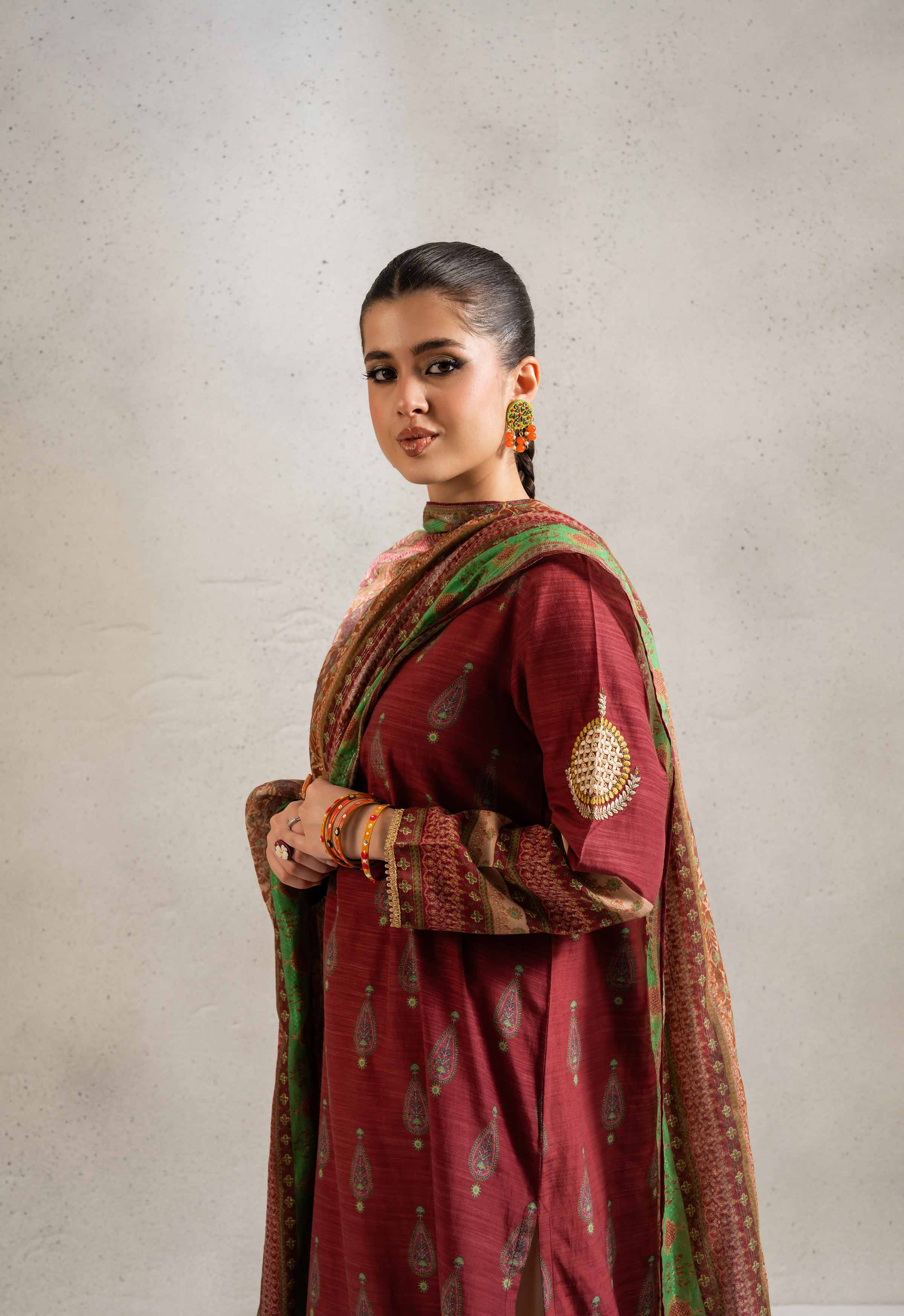 2 Piece - Printed Embroidered Suit - PE25-162 - Image 6