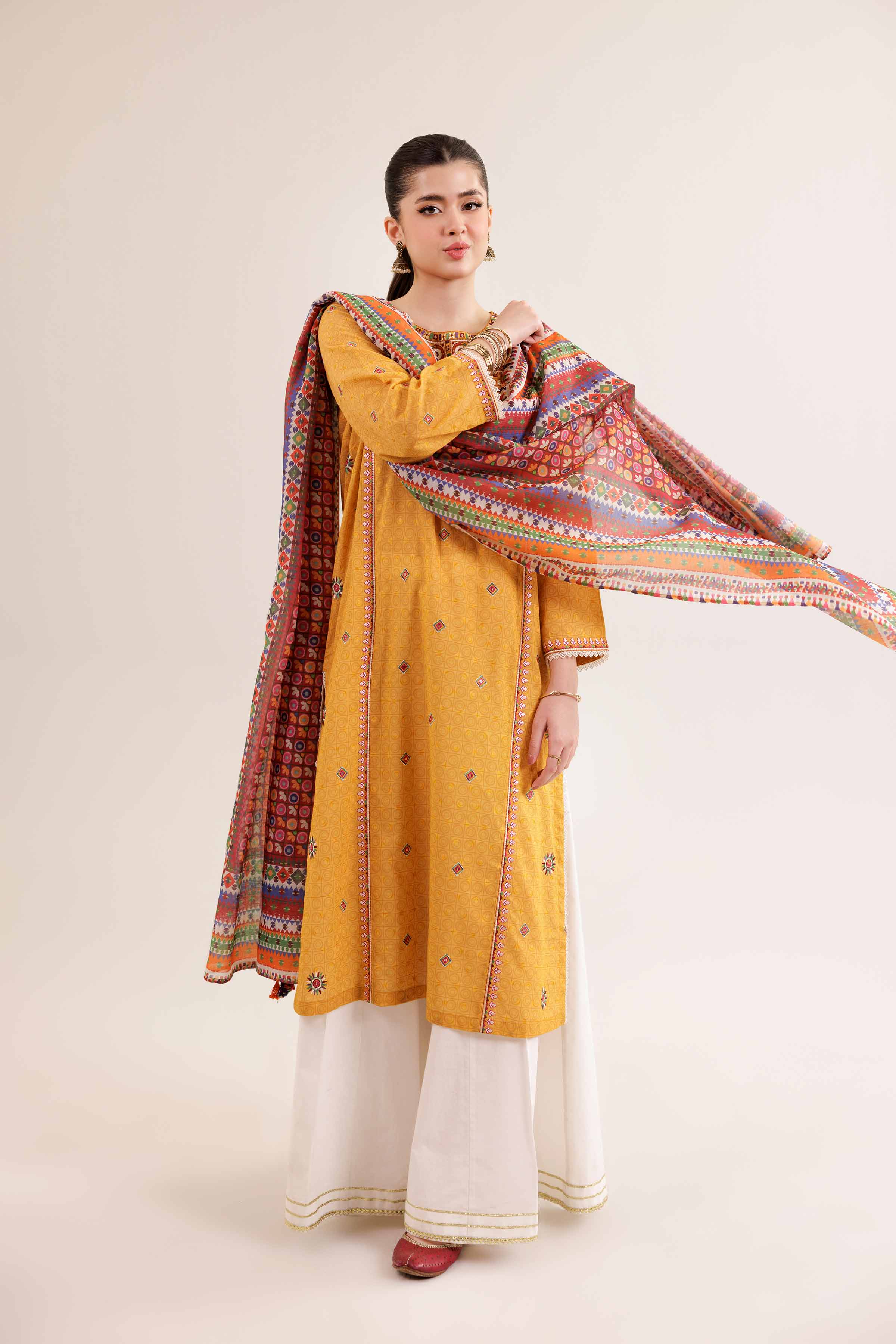2 Piece - Printed Embroidered Suit - PE25-163 - Image 4