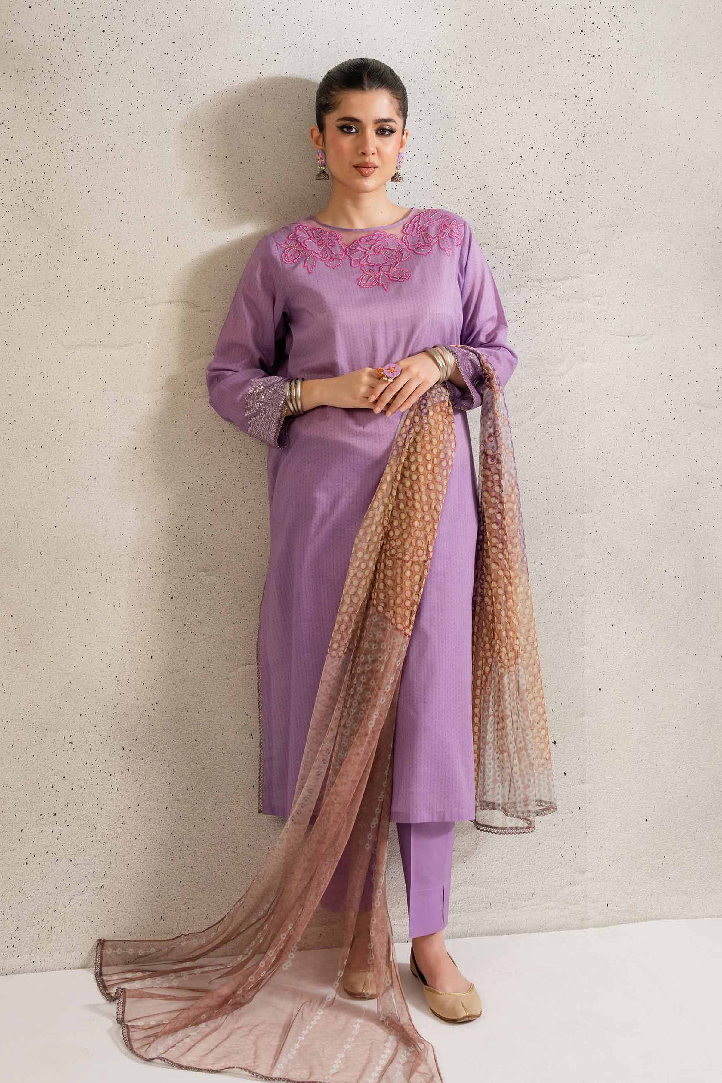3 Piece - Printed Embroidered Suit - PE25-173 - Image 2