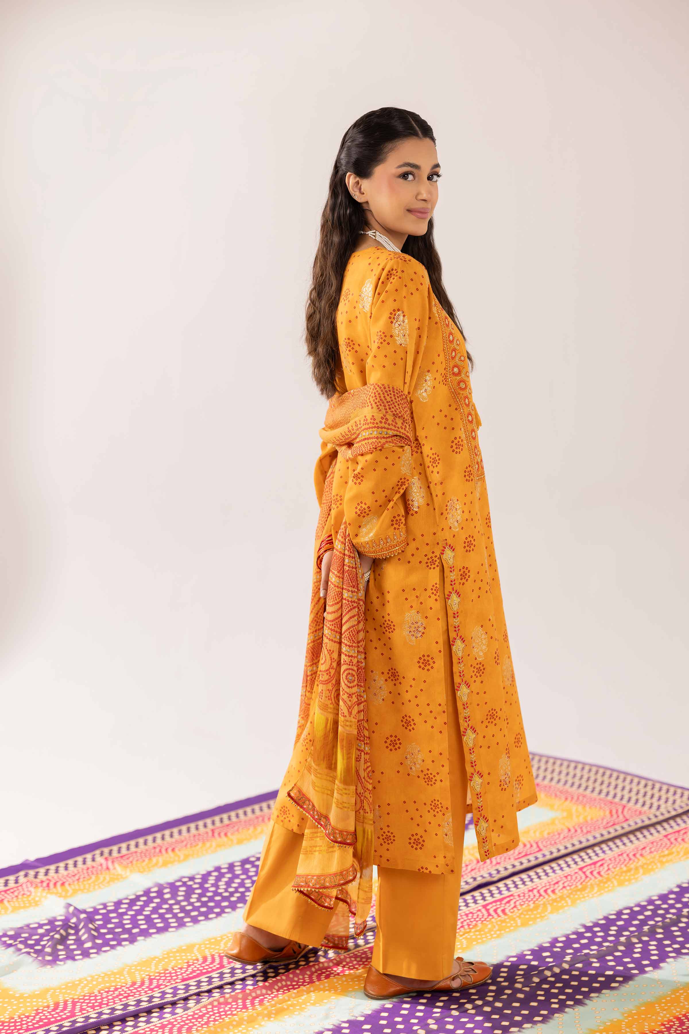 3 Piece - Printed Embroidered Suit - PE25-201 - Image 3