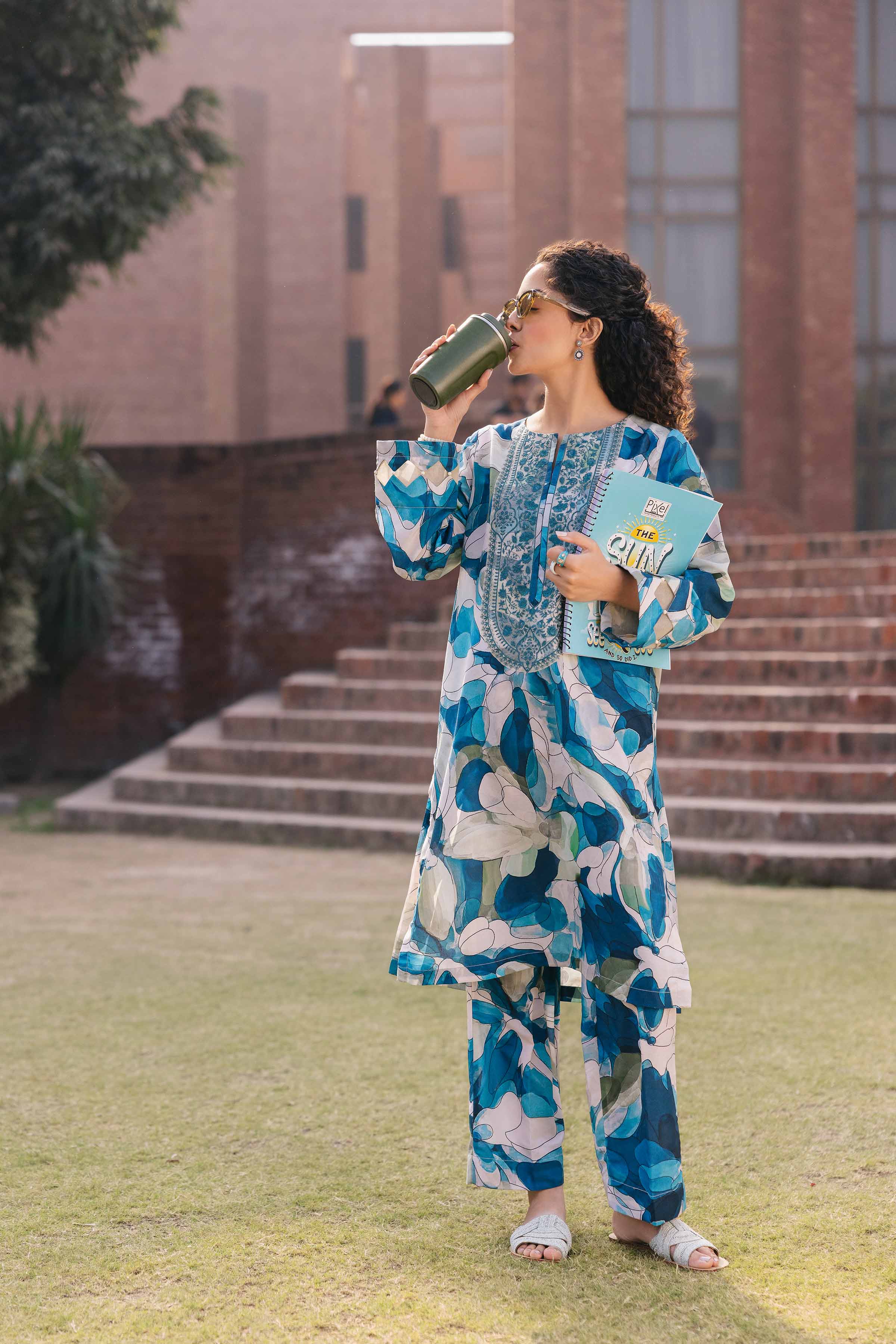 2 Piece - Printed Embroidered Suit - PE25-236 - Image 4
