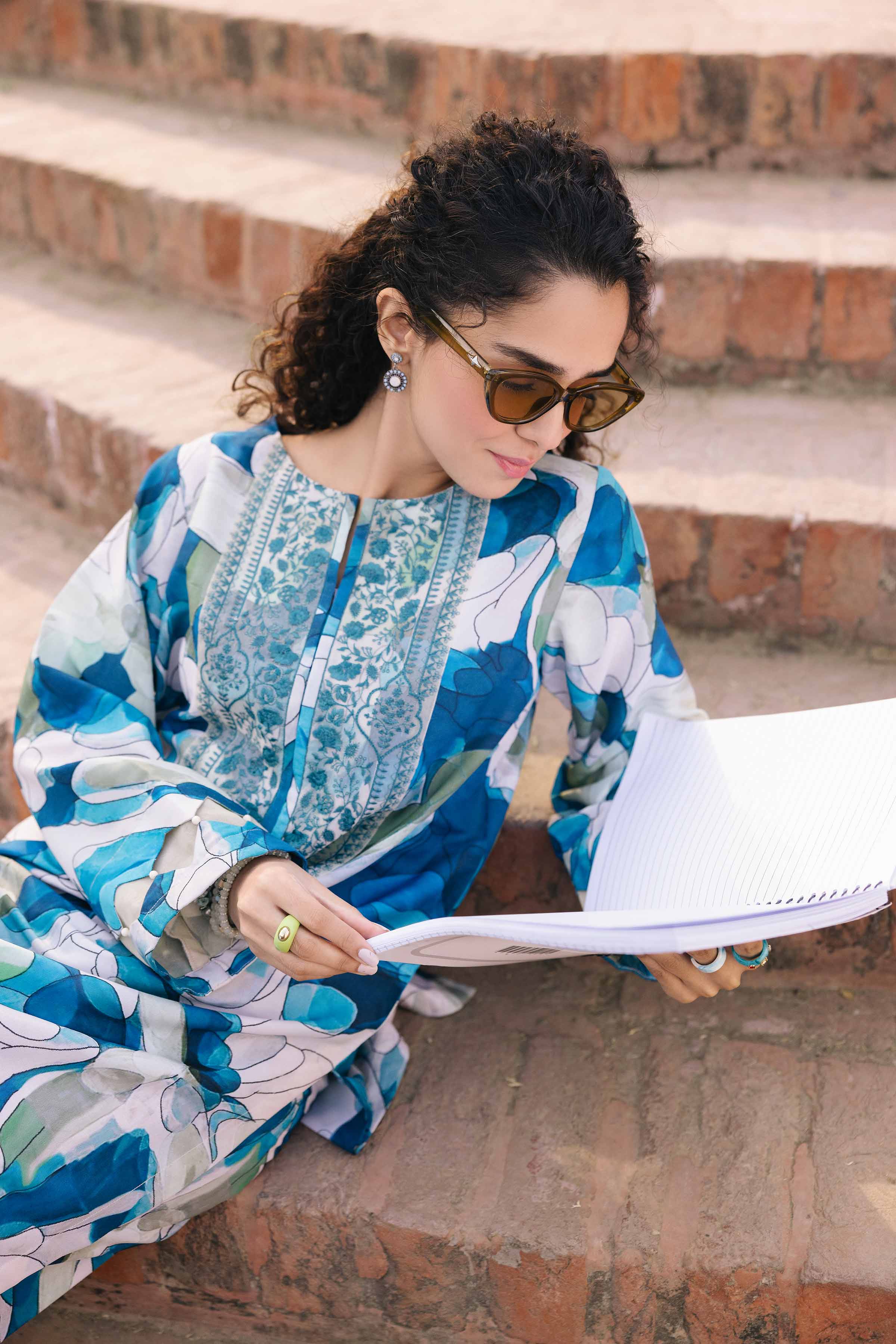 2 Piece - Printed Embroidered Suit - PE25-236 - Image 7