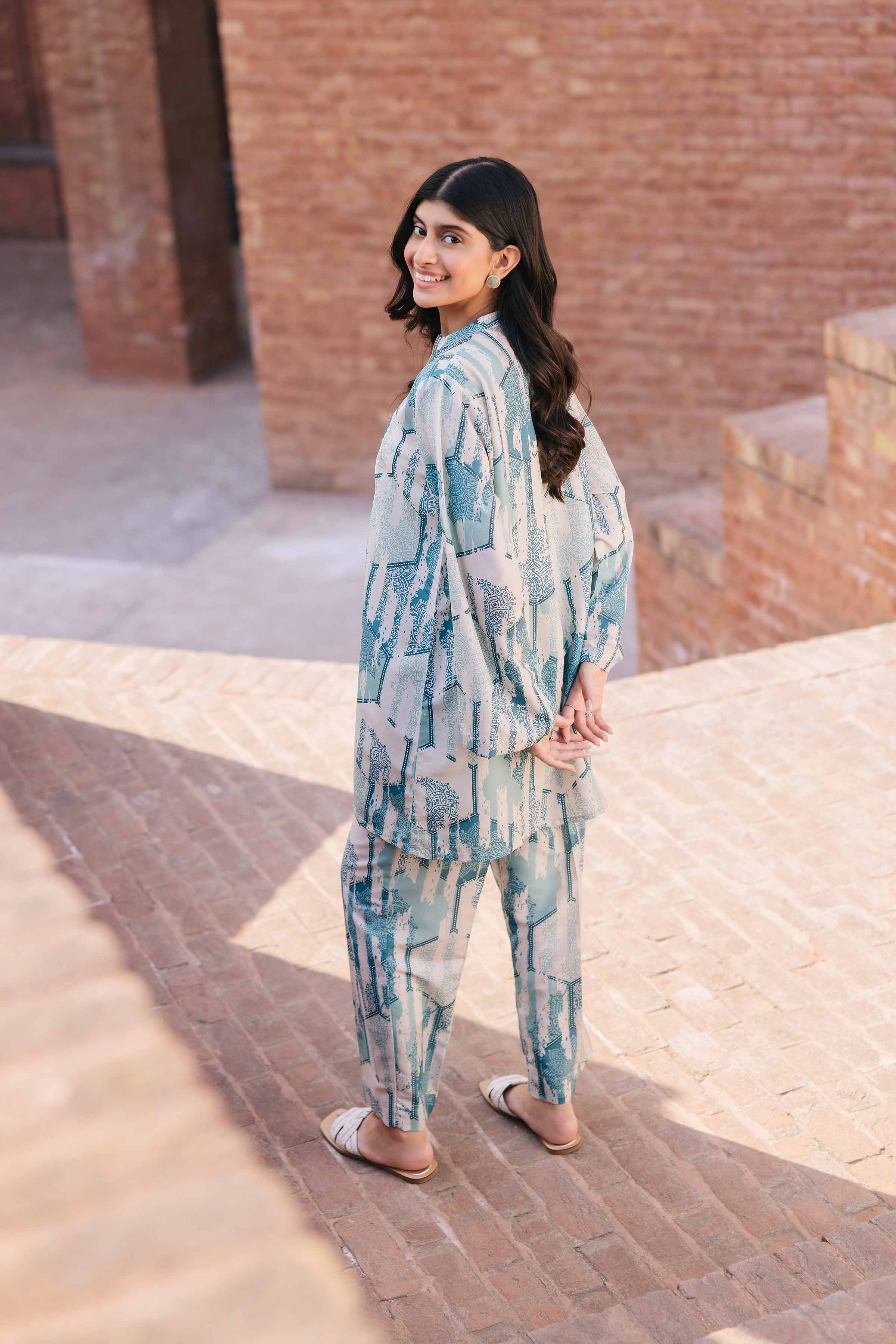 2 Piece - Printed Embroidered Suit - PE25-243 - Image 3