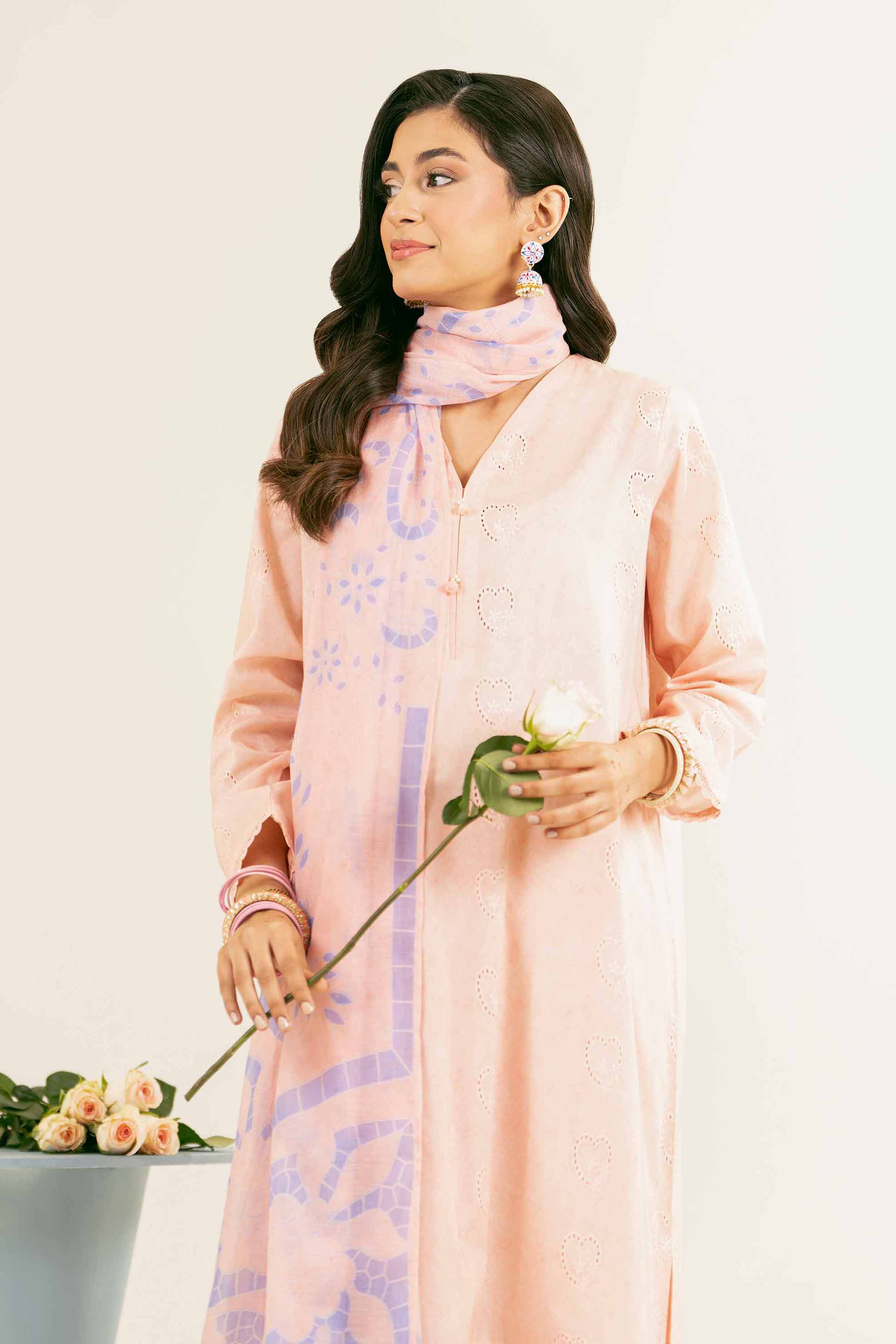 3 Piece - Printed Embroidered Suit - PE25-252 - Image 2