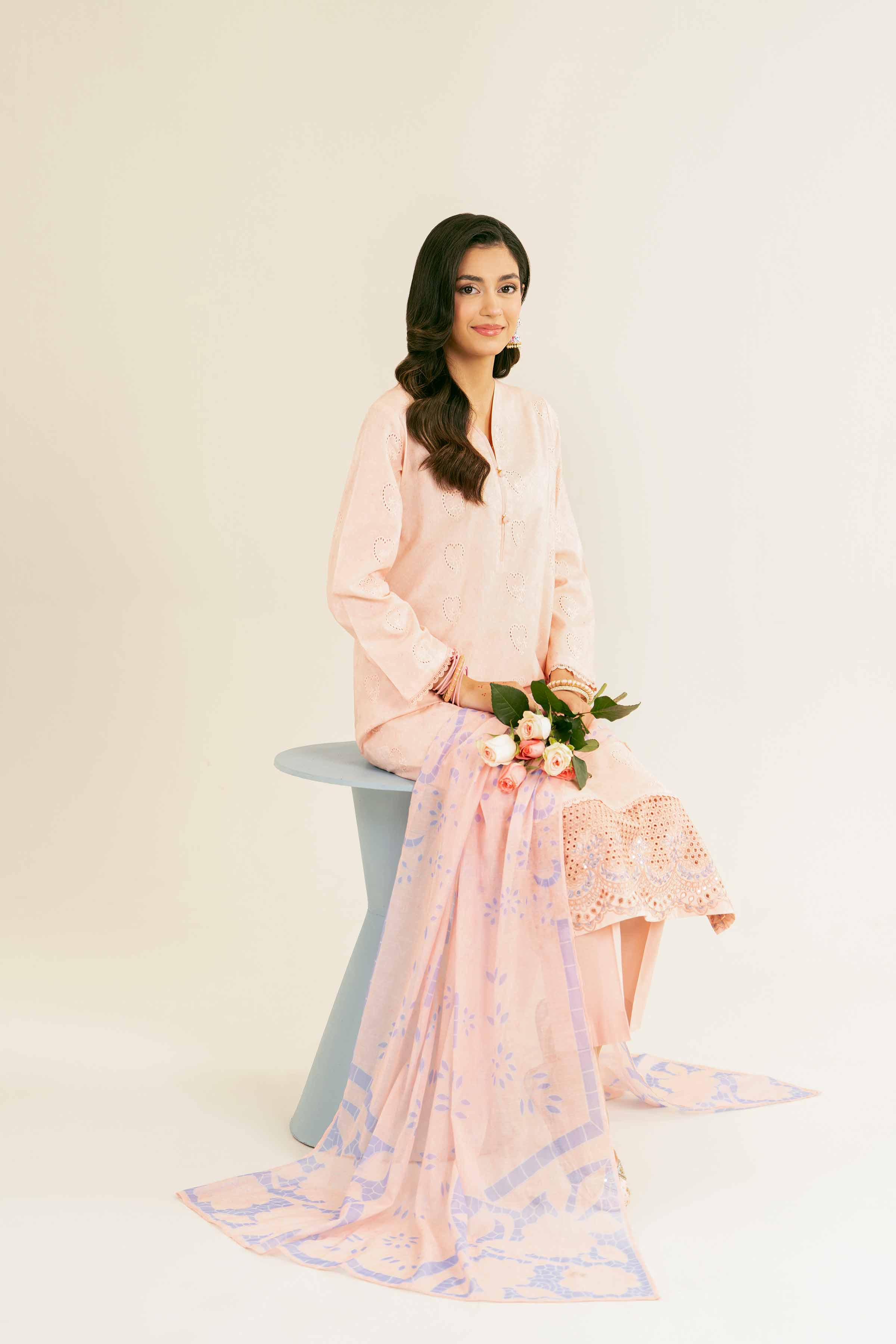 3 Piece - Printed Embroidered Suit - PE25-252 - Image 4