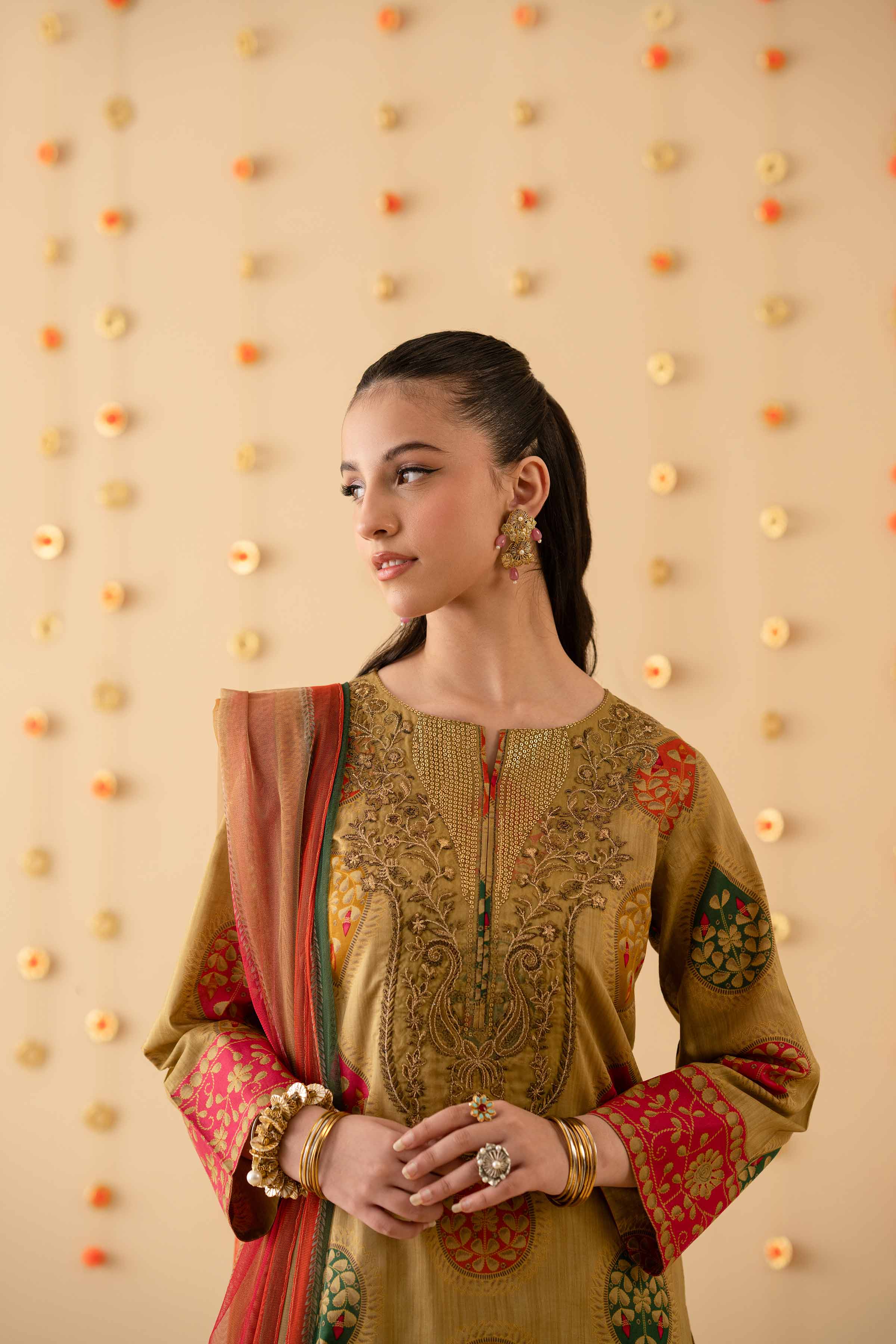 2 Piece - Printed Embroidered Suit - PE25-276 - Image 5