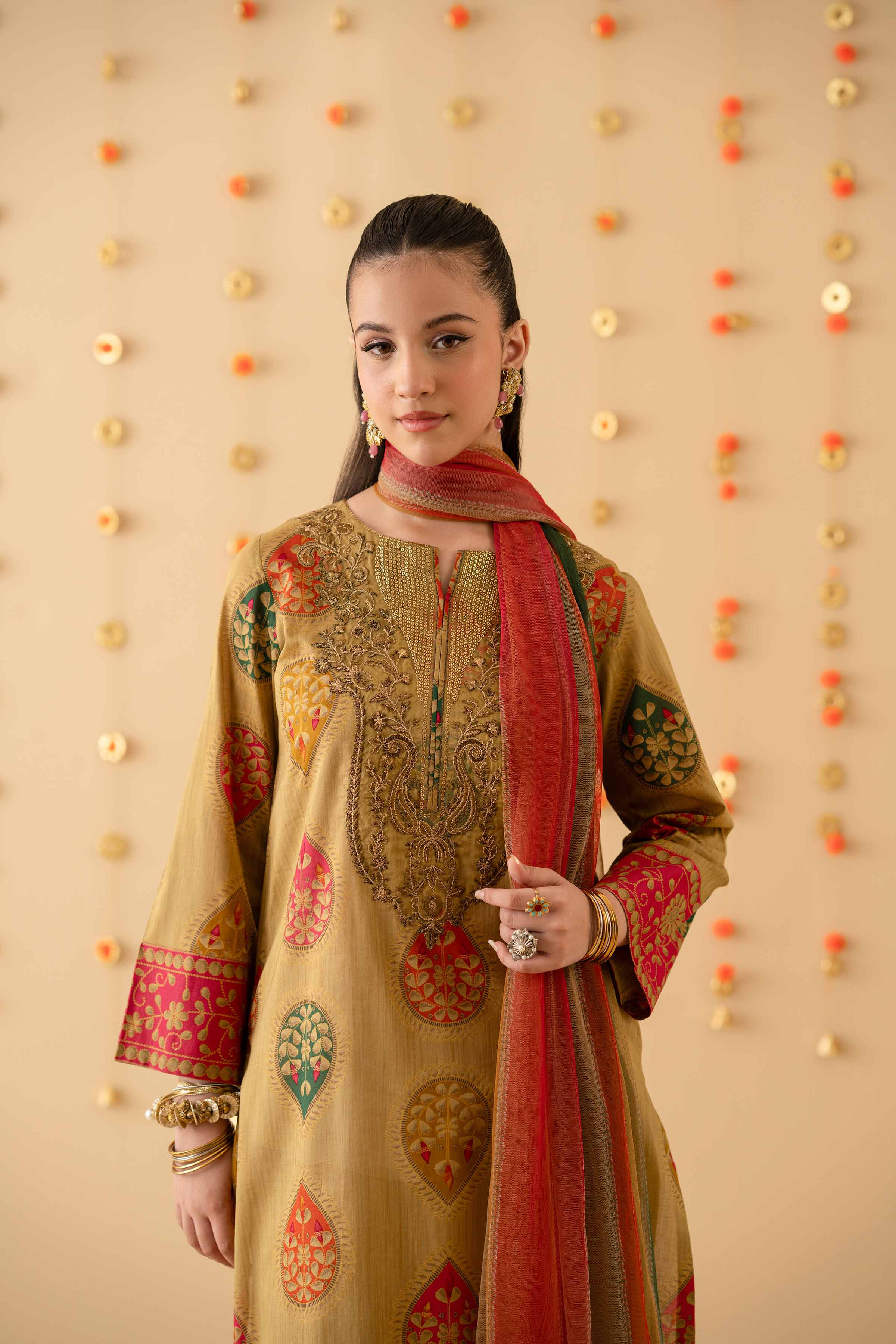 2 Piece - Printed Embroidered Suit - PE25-276 - Image 6