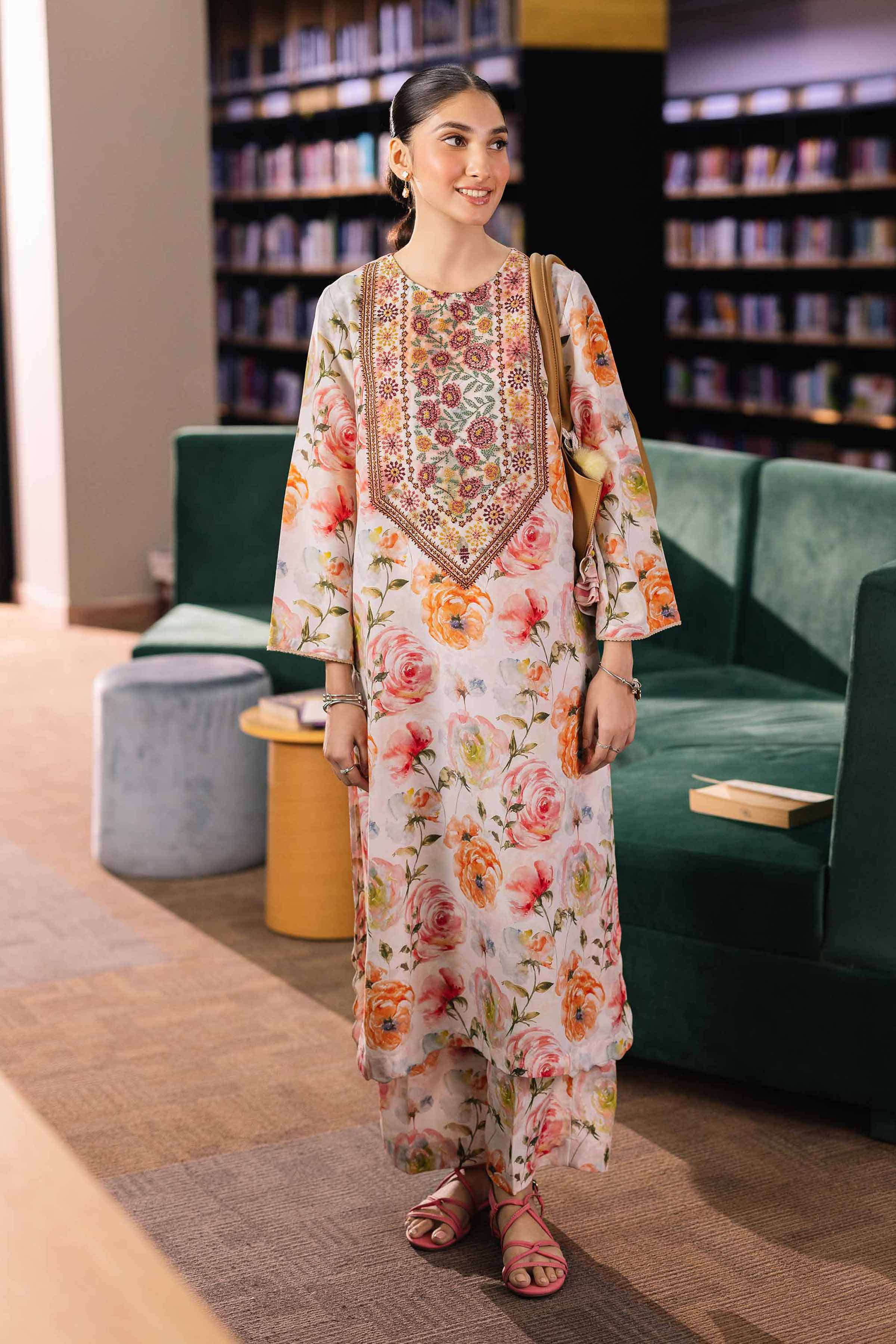 2 Piece - Printed Embroidered Suit - PE25-281 - Image 2
