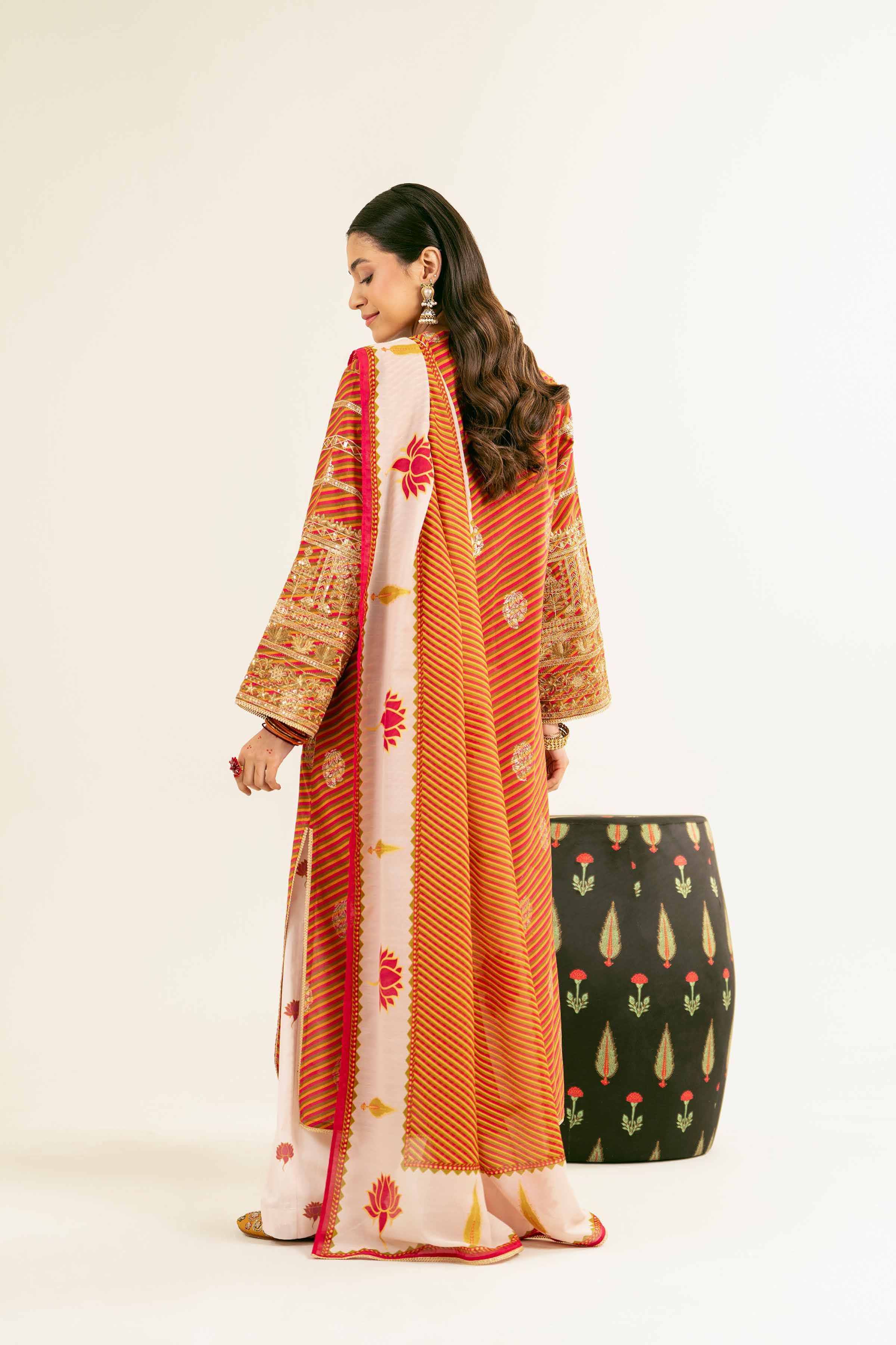 3 Piece - Printed Embroidered Suit - PE25-284 - Image 3