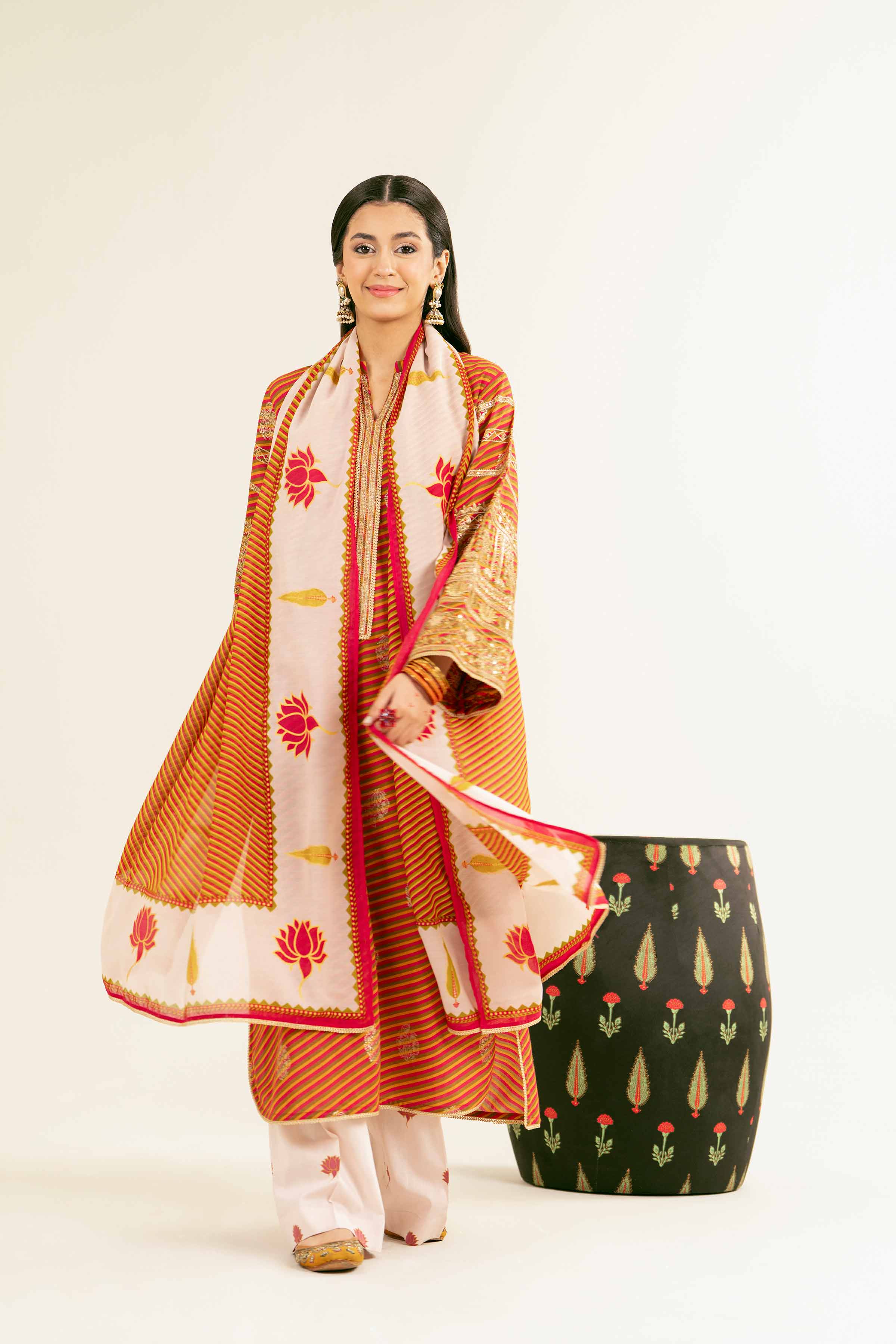 3 Piece - Printed Embroidered Suit - PE25-284 - Image 5