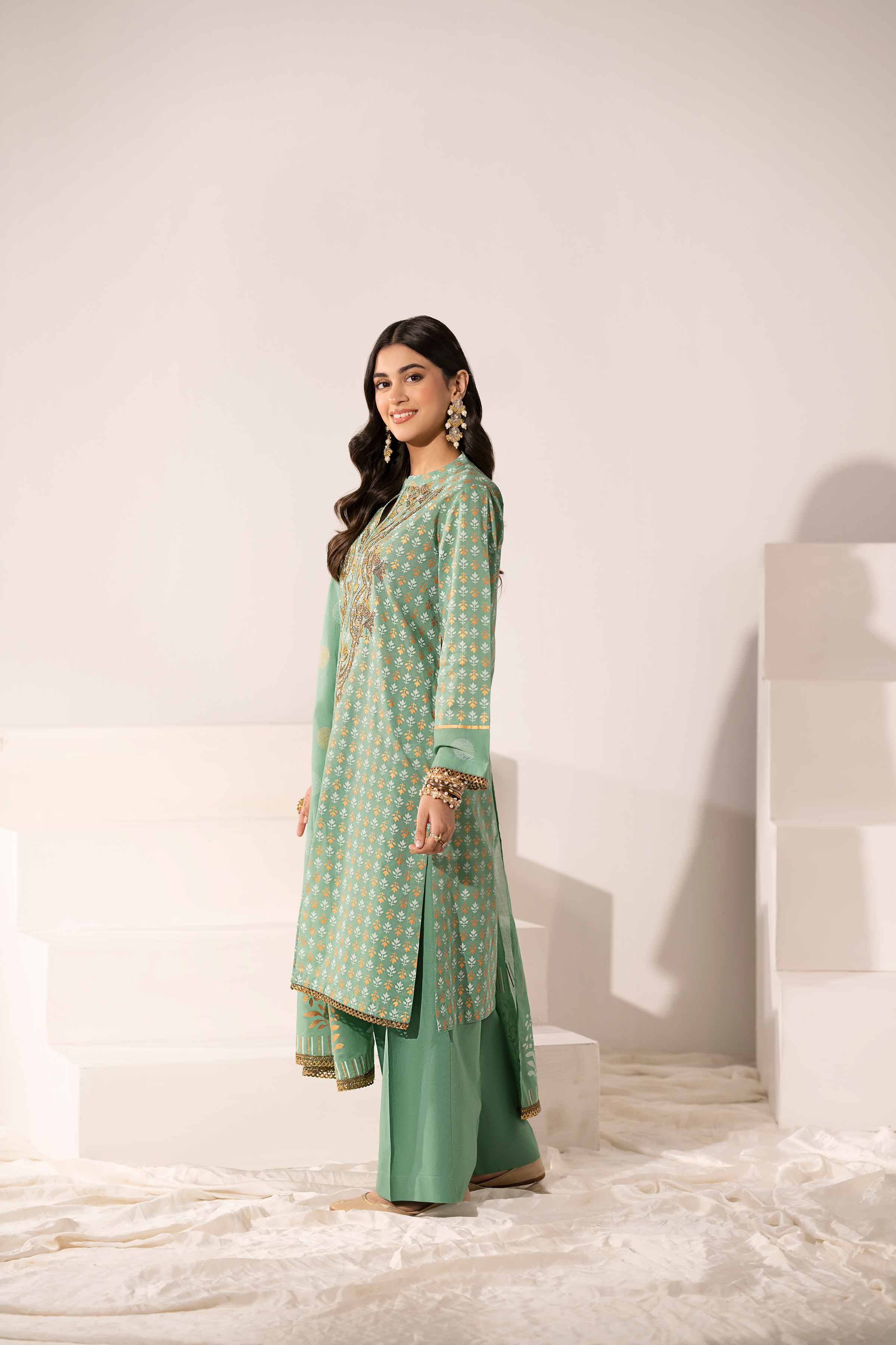 3 Piece - Printed Embroidered Suit - PE25-325 - Image 4
