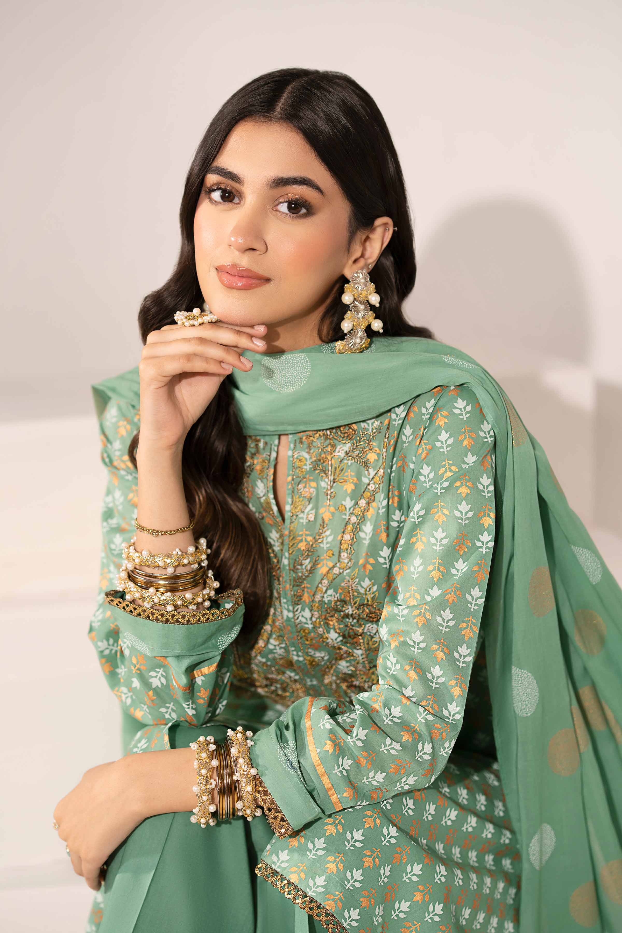 3 Piece - Printed Embroidered Suit - PE25-325 - Image 6
