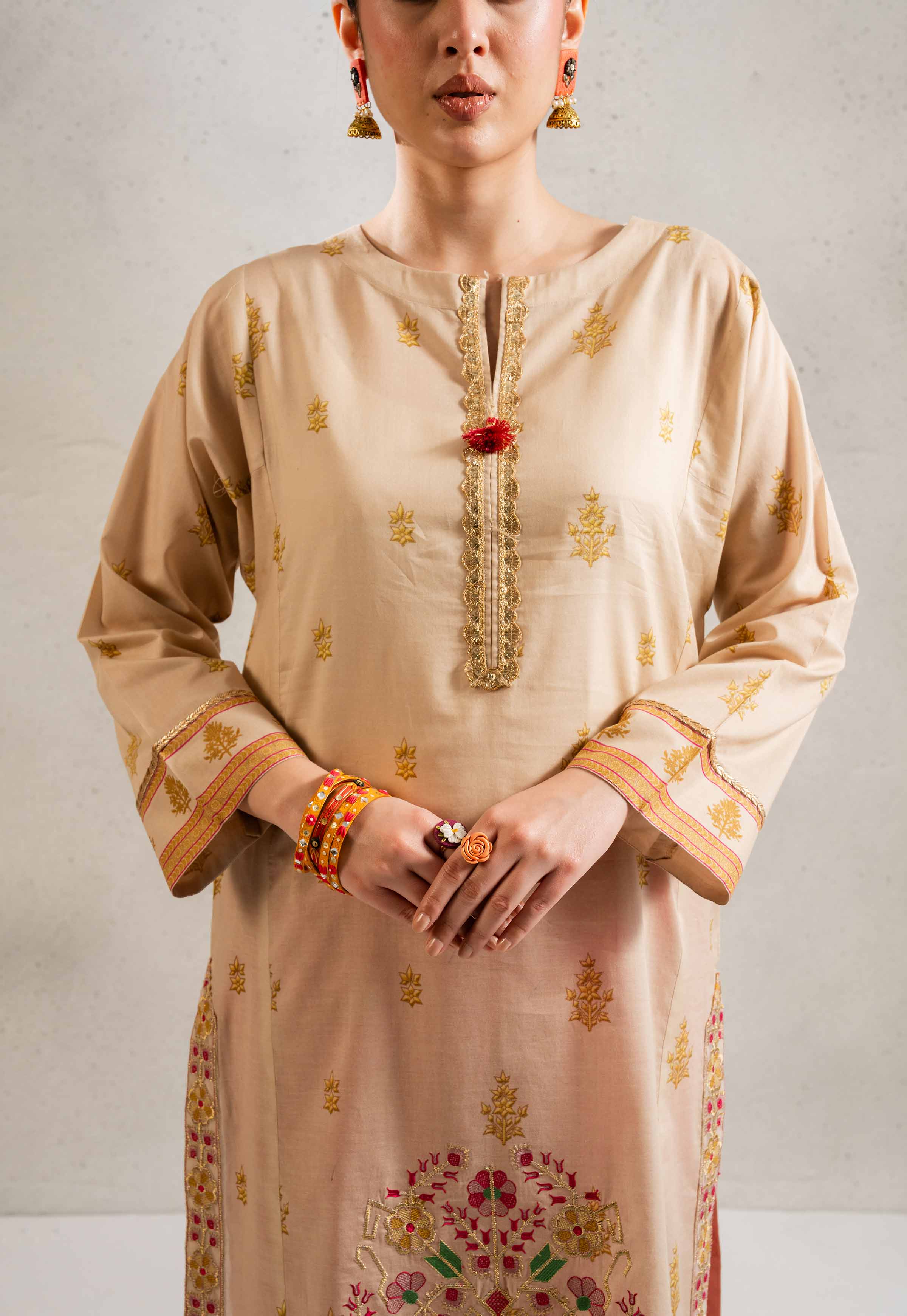3 Piece - Printed Embroidered Suit - PE25-341 - Image 4