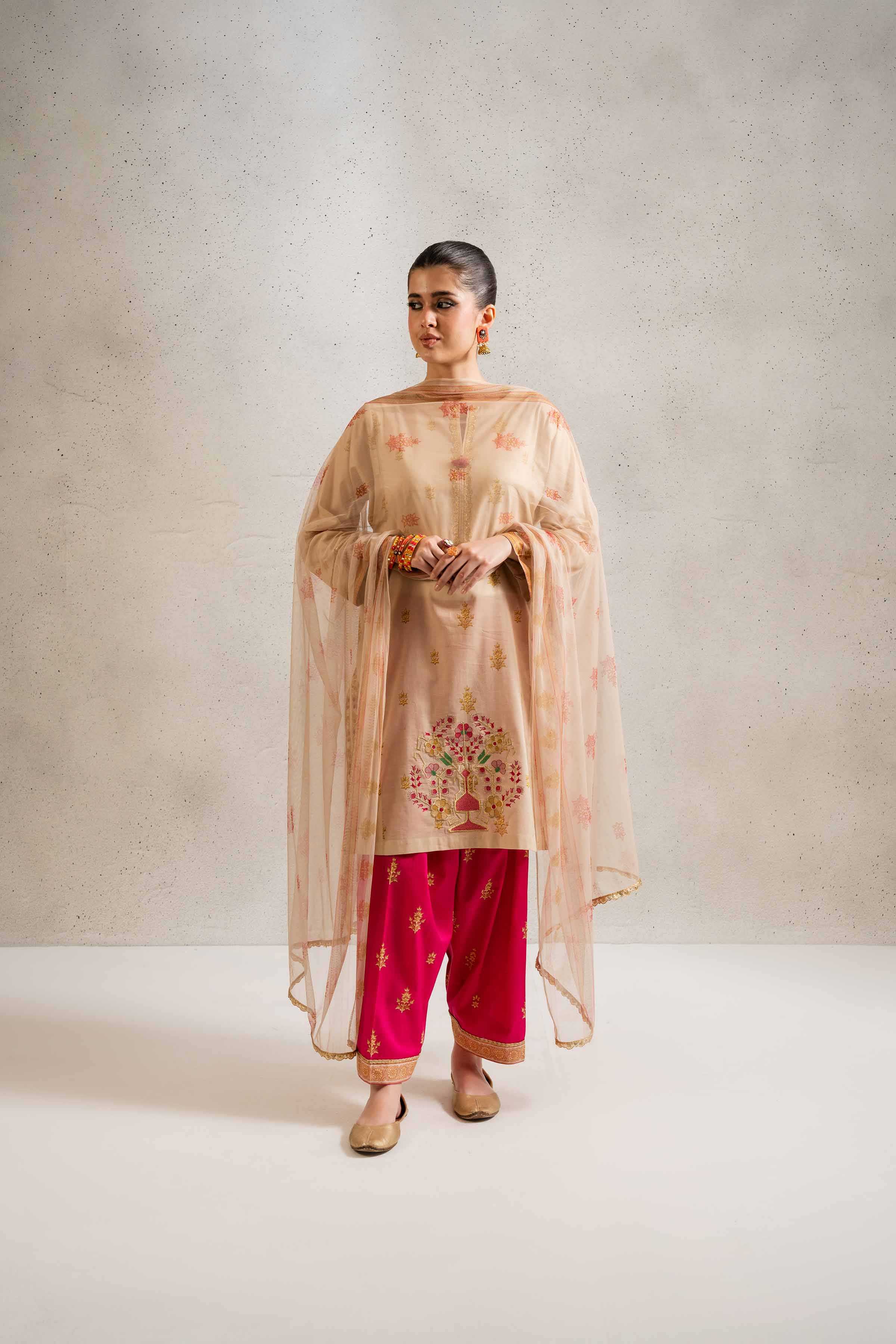 3 Piece - Printed Embroidered Suit - PE25-341 - Image 5