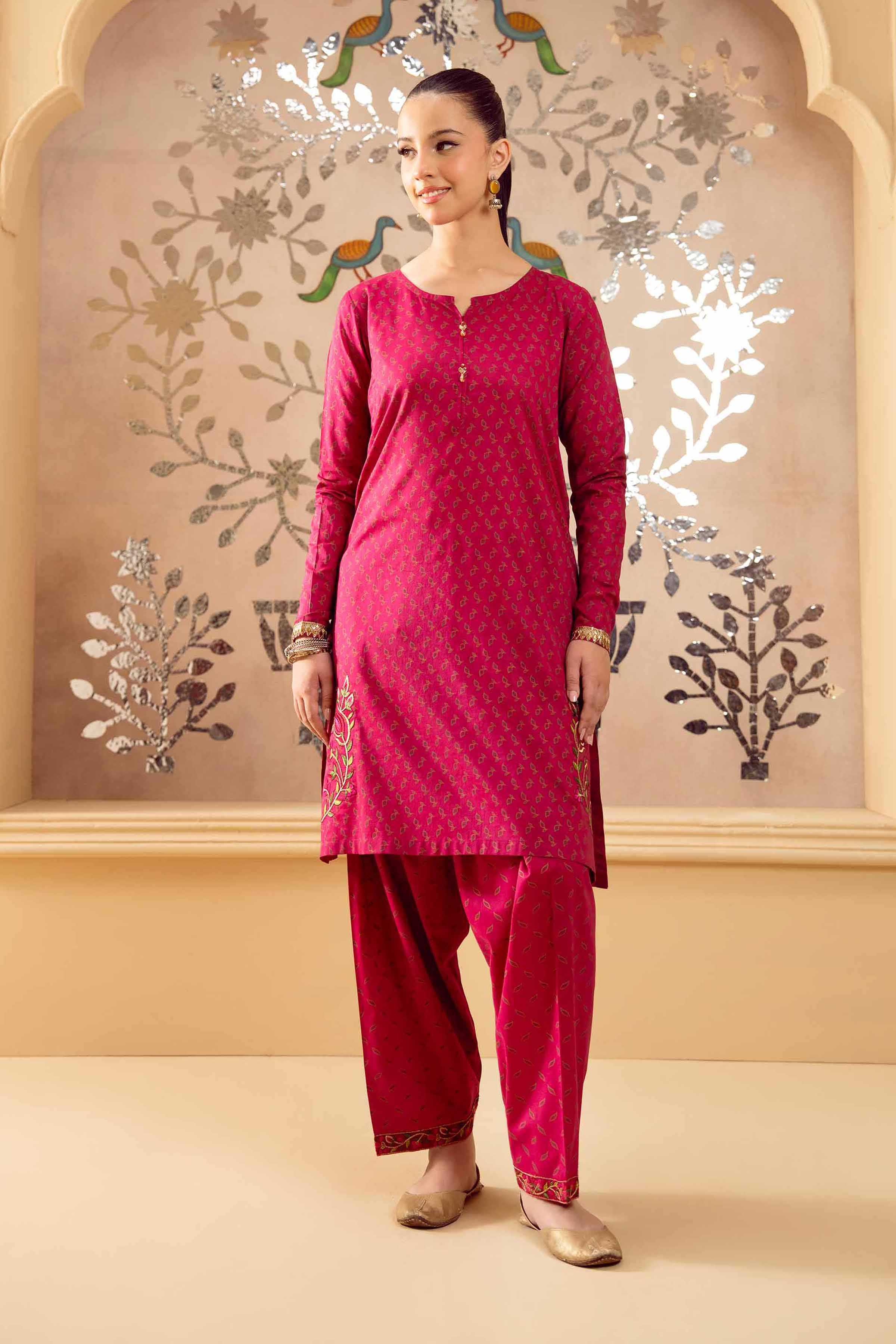 2 Piece - Printed Embroidered Suit - PE25-347 - Image 2