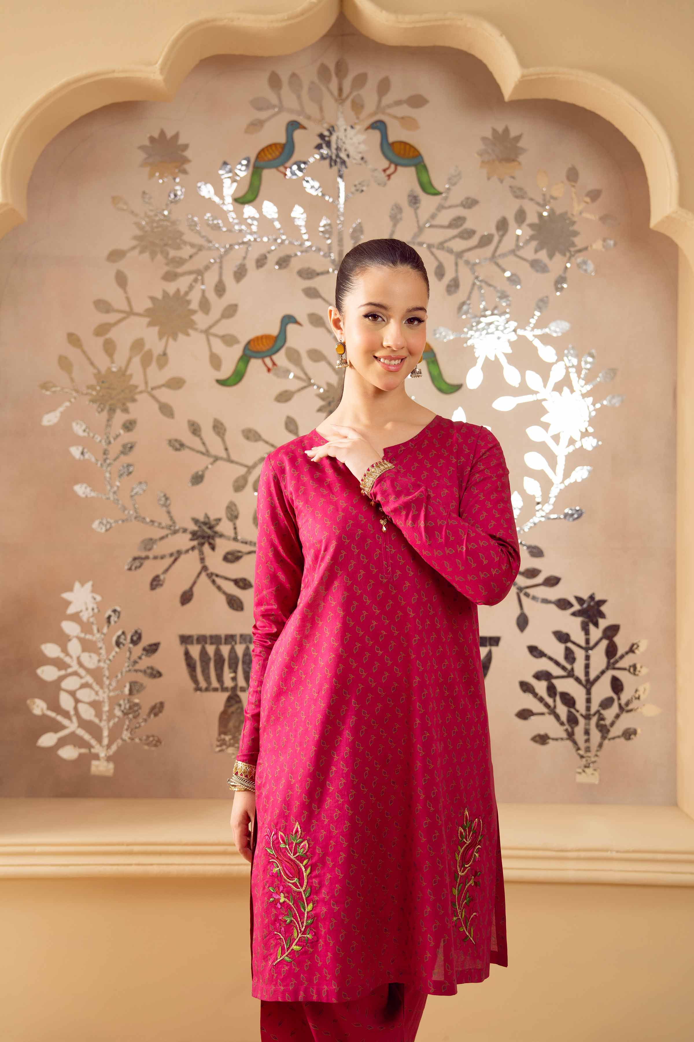 2 Piece - Printed Embroidered Suit - PE25-347 - Image 3