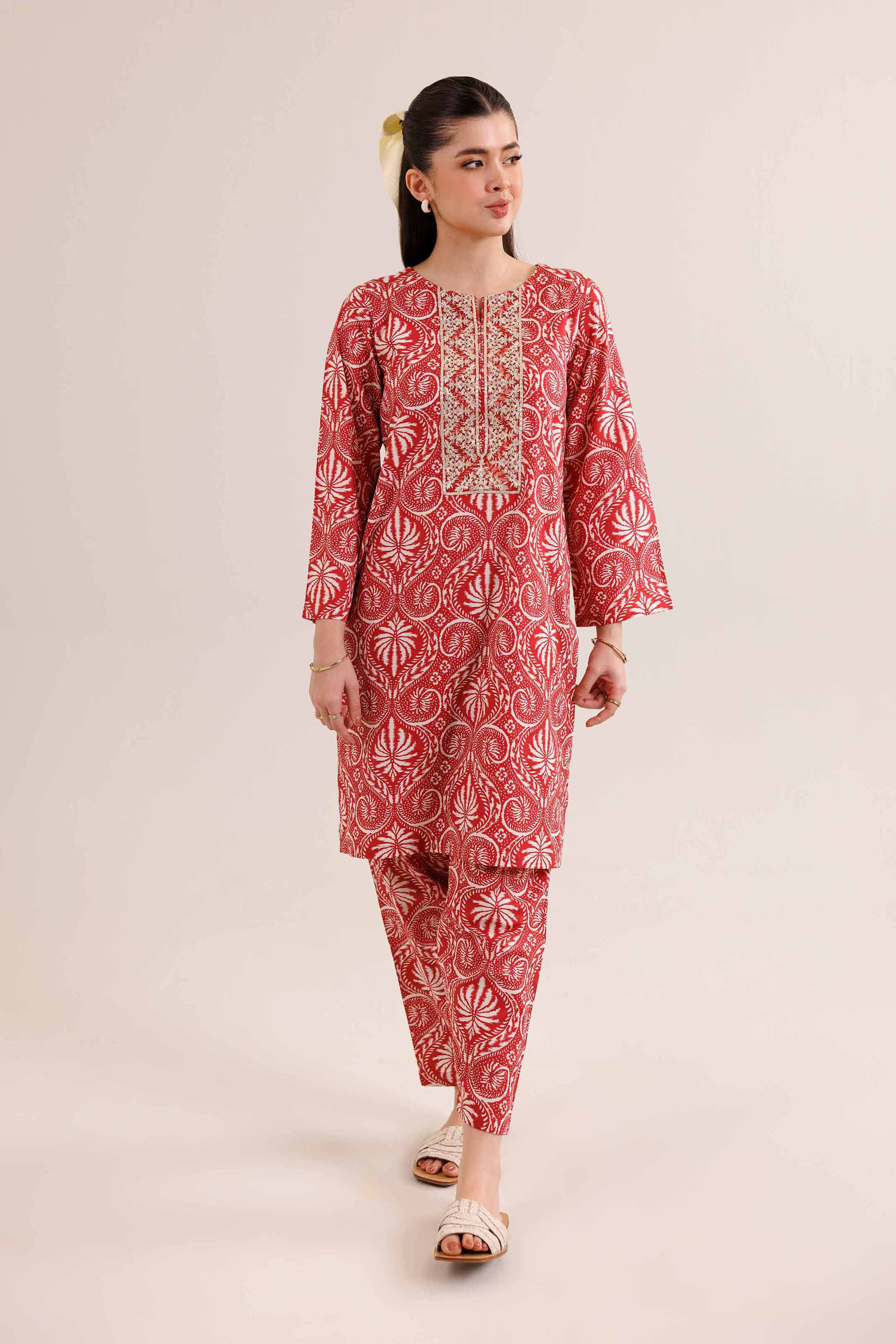 2 Piece - Printed Embroidered Suit - PE25-351 - Image 2