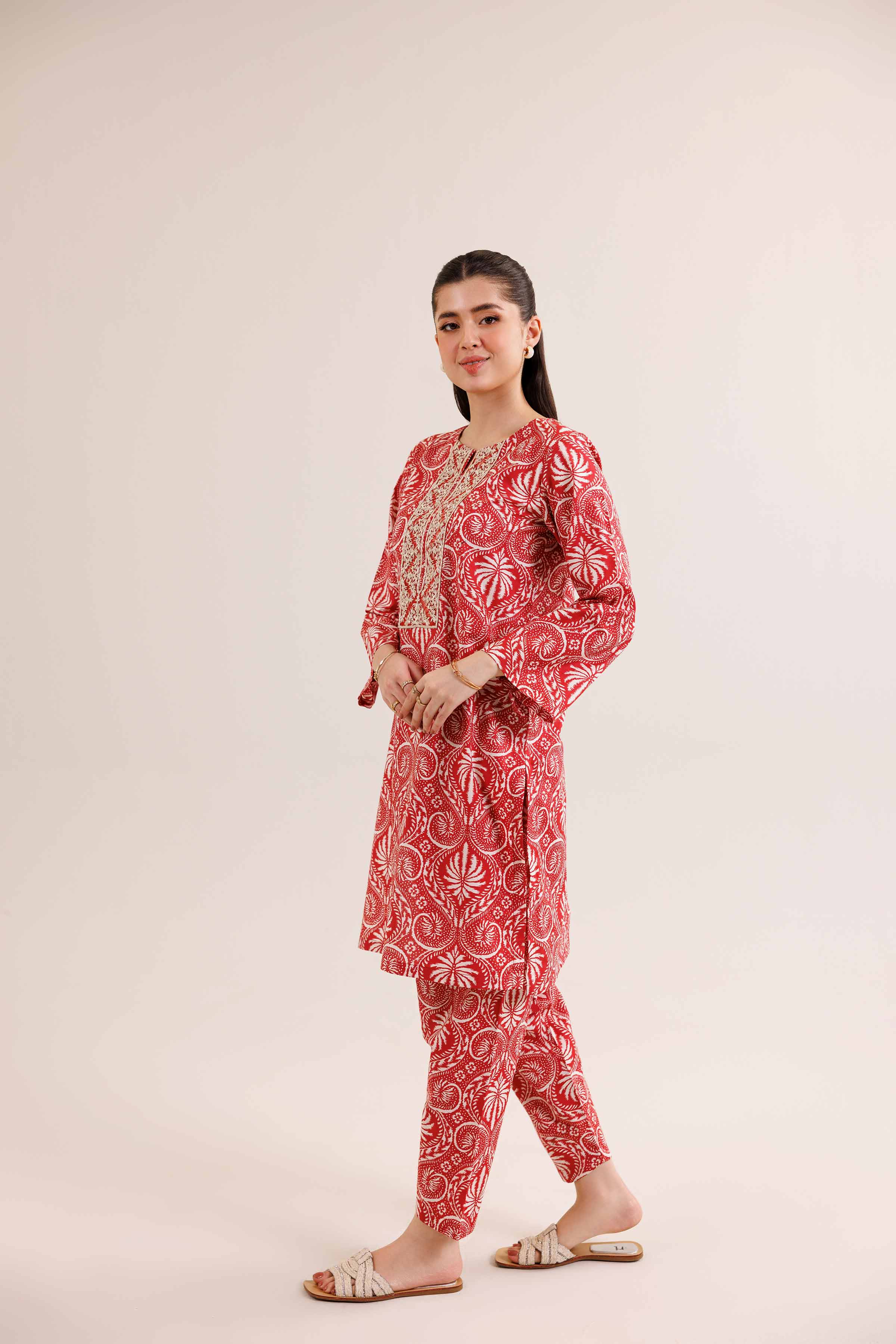 2 Piece - Printed Embroidered Suit - PE25-351 - Image 4