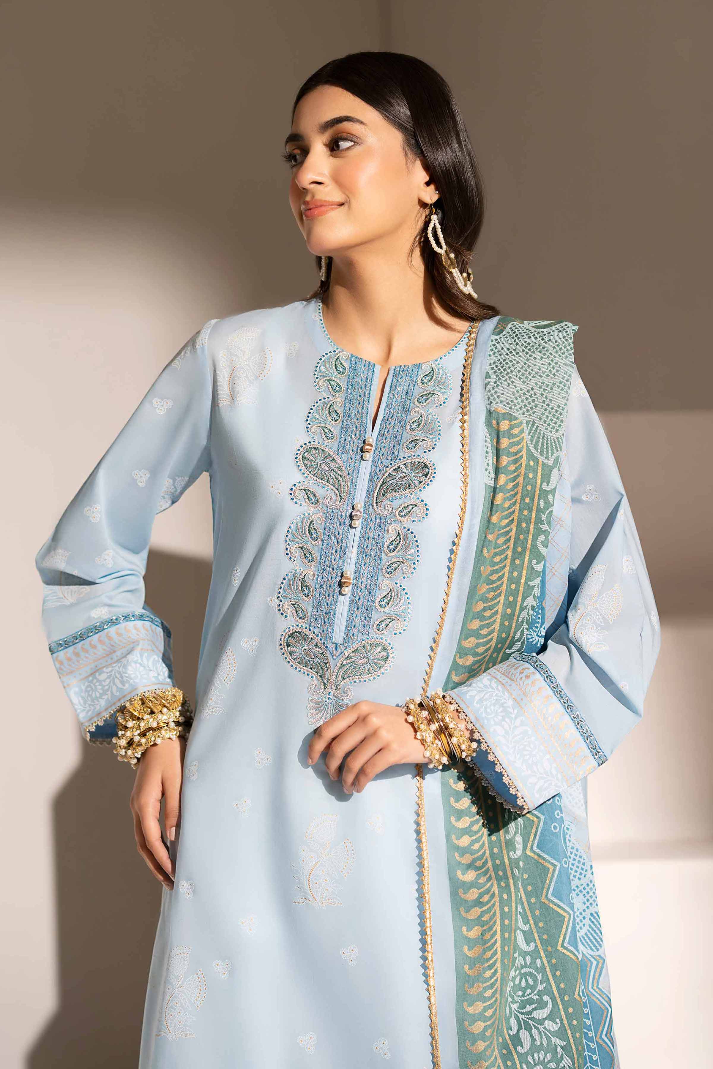 2 Piece - Printed Embroidered Suit - PE25-356
